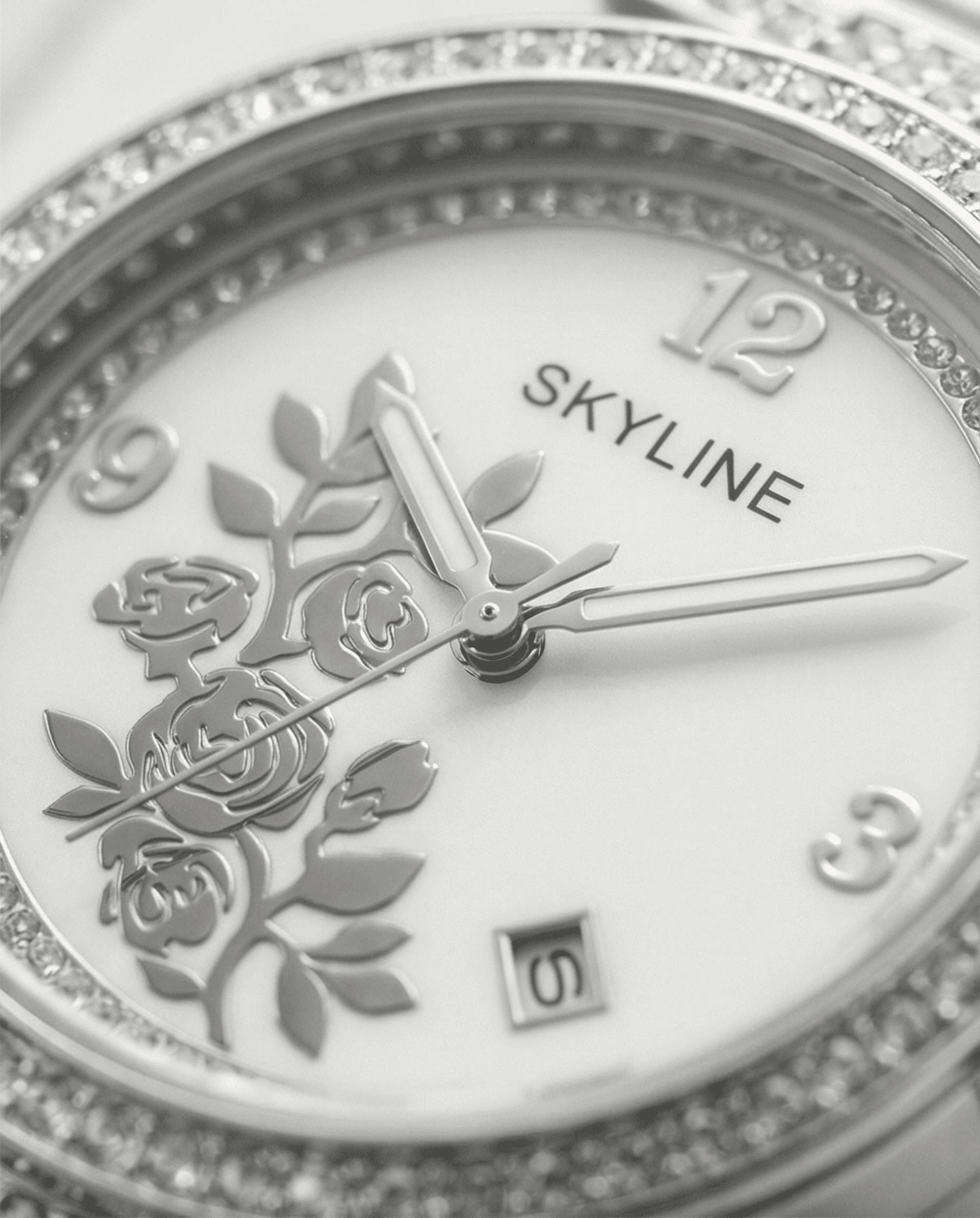Reloj de Mujer SKYLINE Plateado con Circonitas y Rosas | Acero Inoxidable - 2