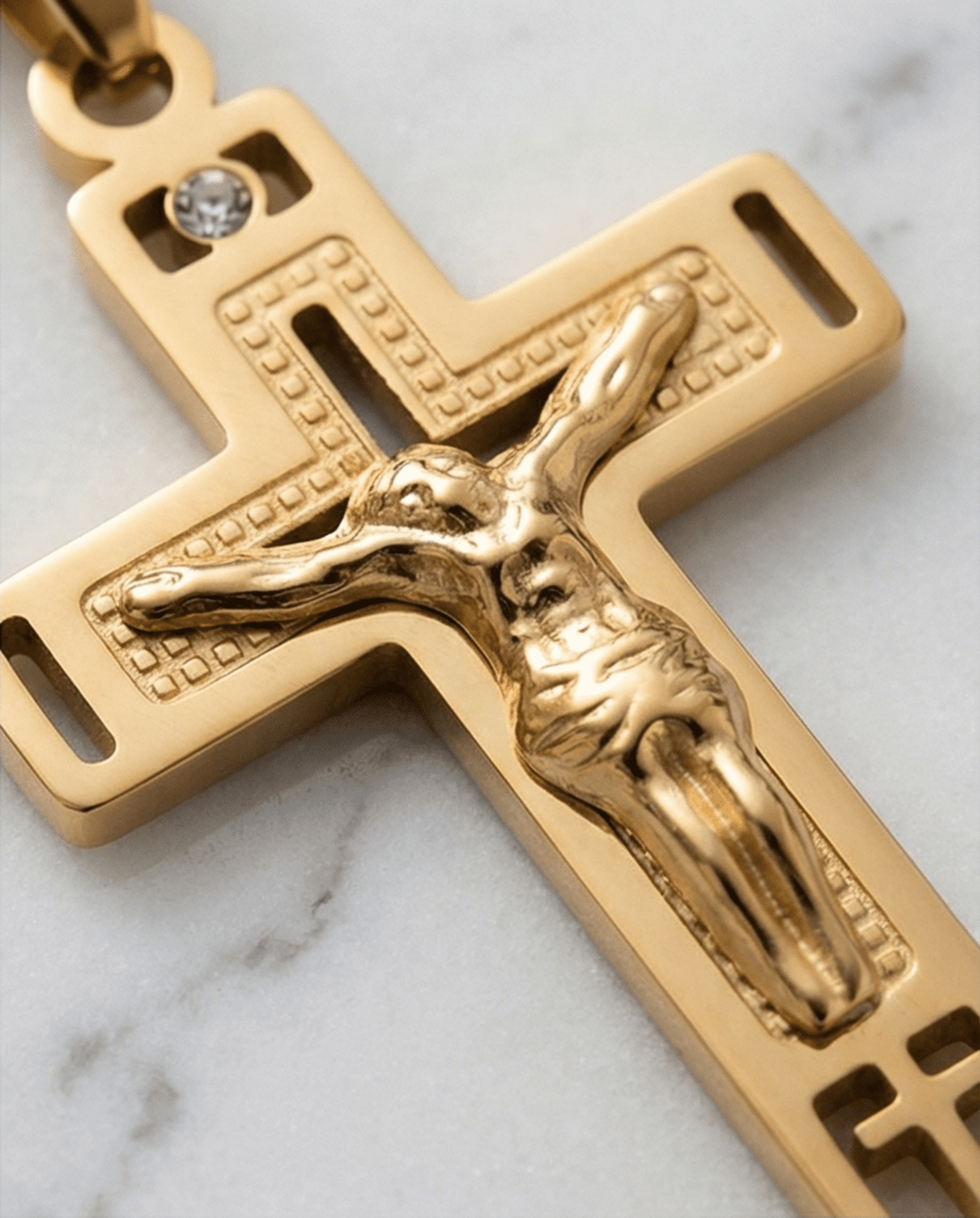 Crucifijo Moderno Luxe con Diamante – Oro 18klt - 5