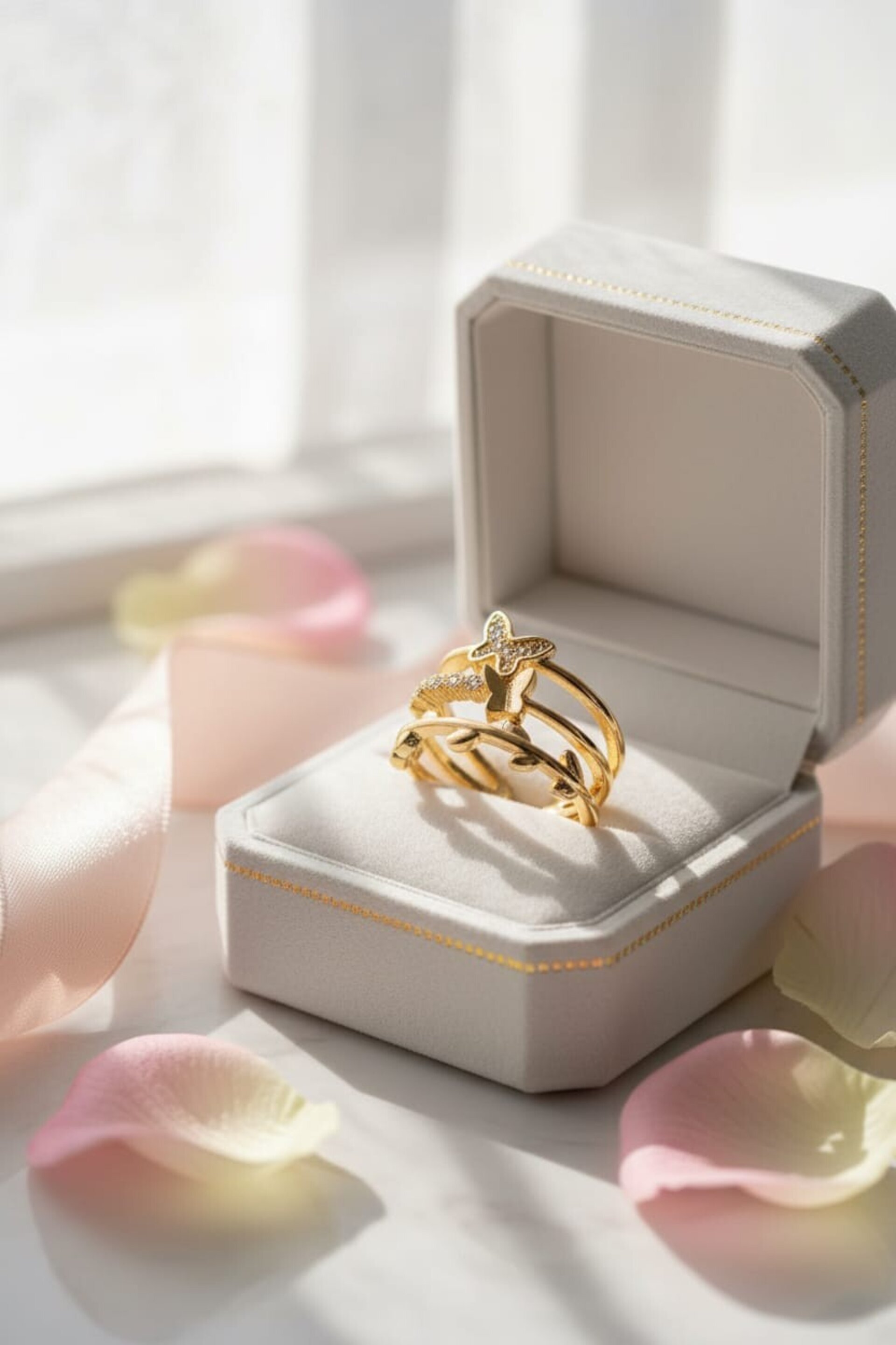 Anillo Triple Aro Mariposas Eternas - 4