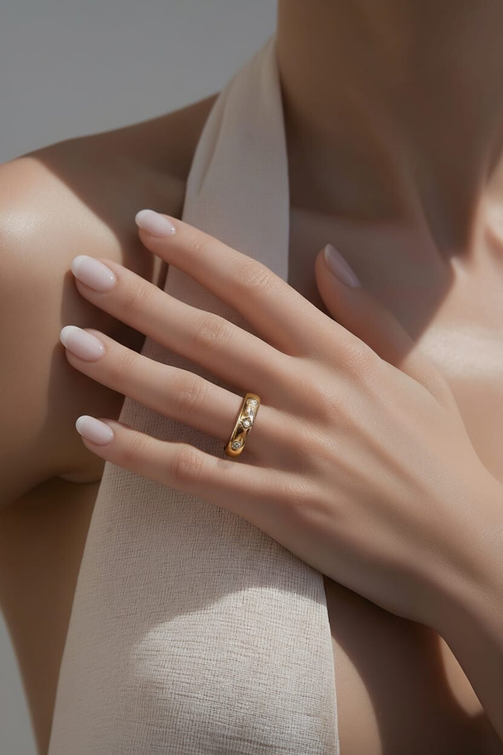 Anillo Alianza Dorada Geométrica con Circonitas - 2