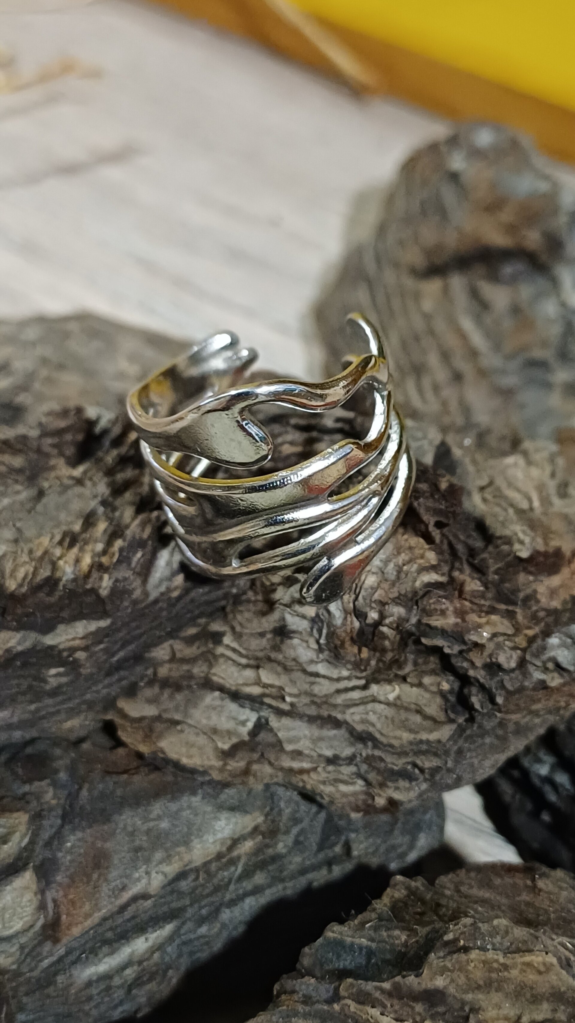 Anillo Ola de Plata – Acero Quirúrgico Ajustable - 5