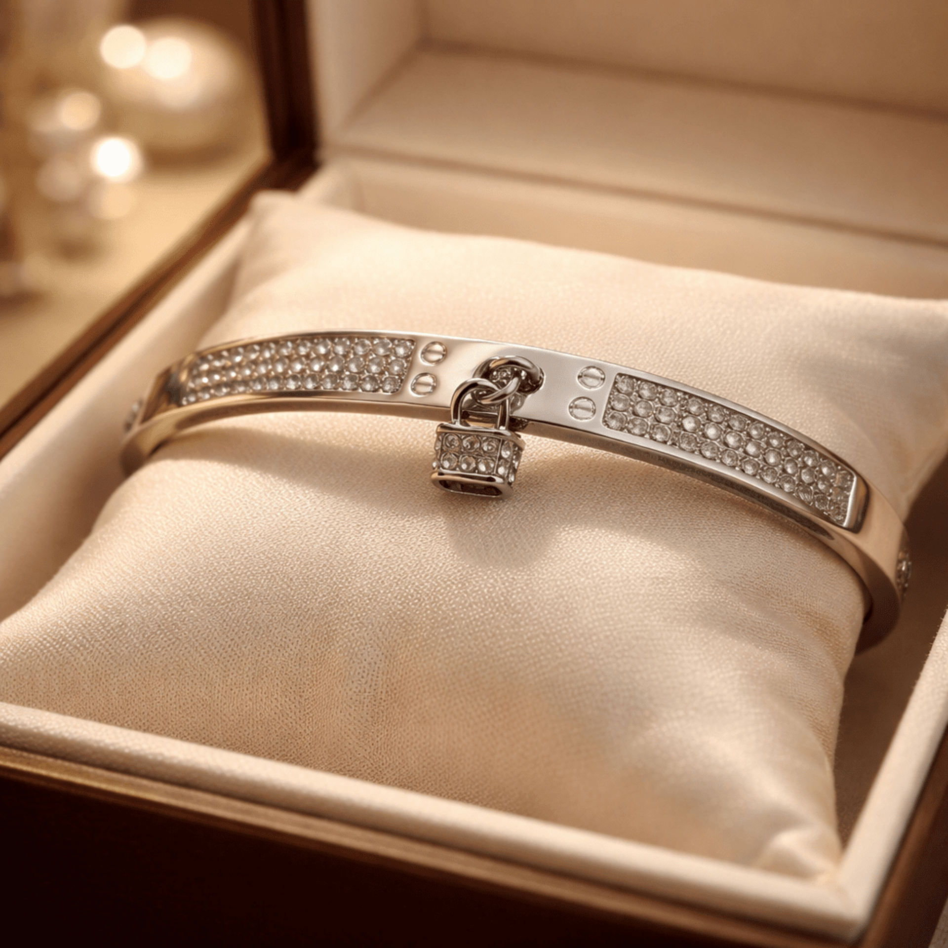 Pulsera de Acero Quirúrgico con Circonitas y Candado - 2