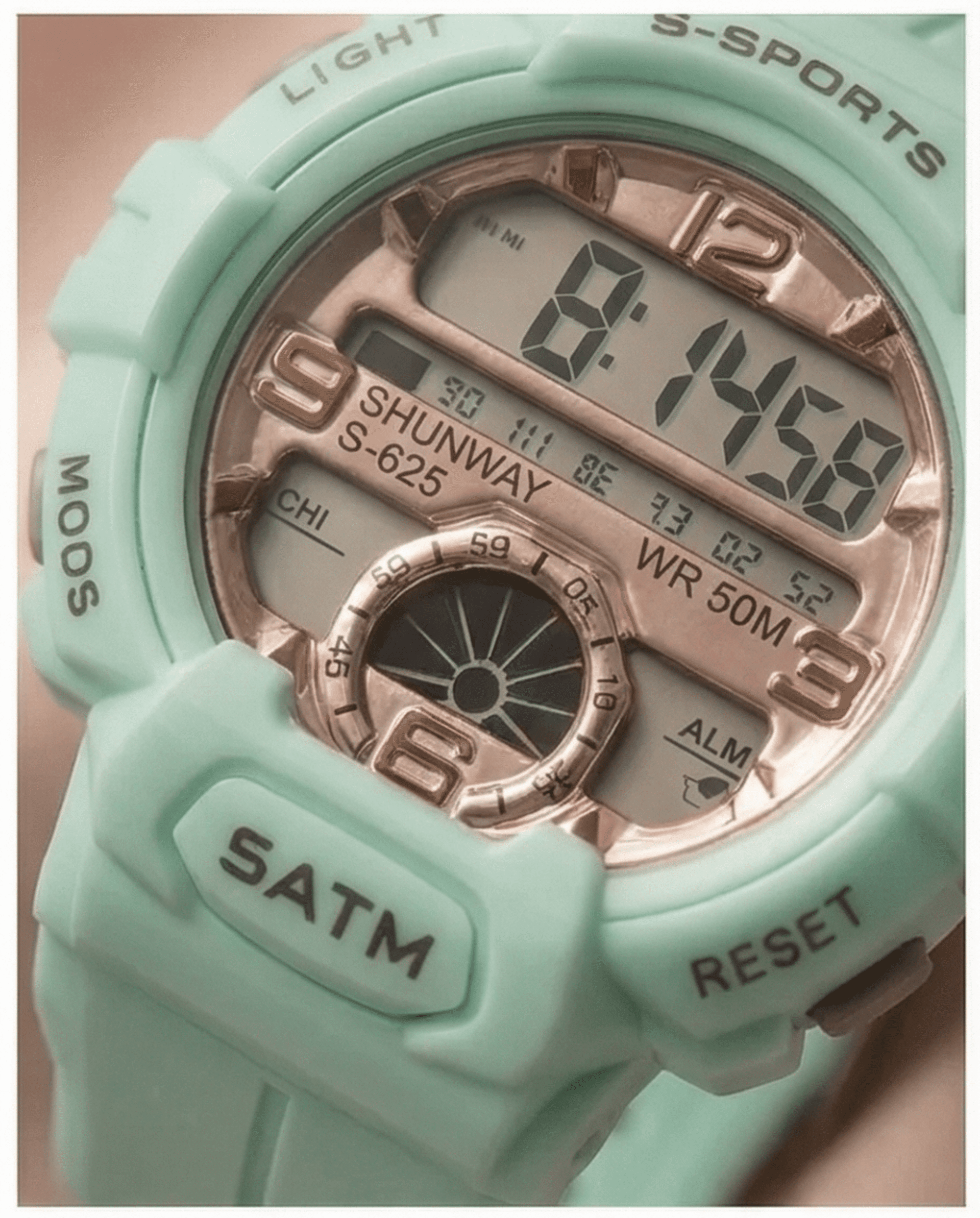 Reloj Digital Deportivo Mujer S-SPORTS Modelo S-625 – Color Menta - 5
