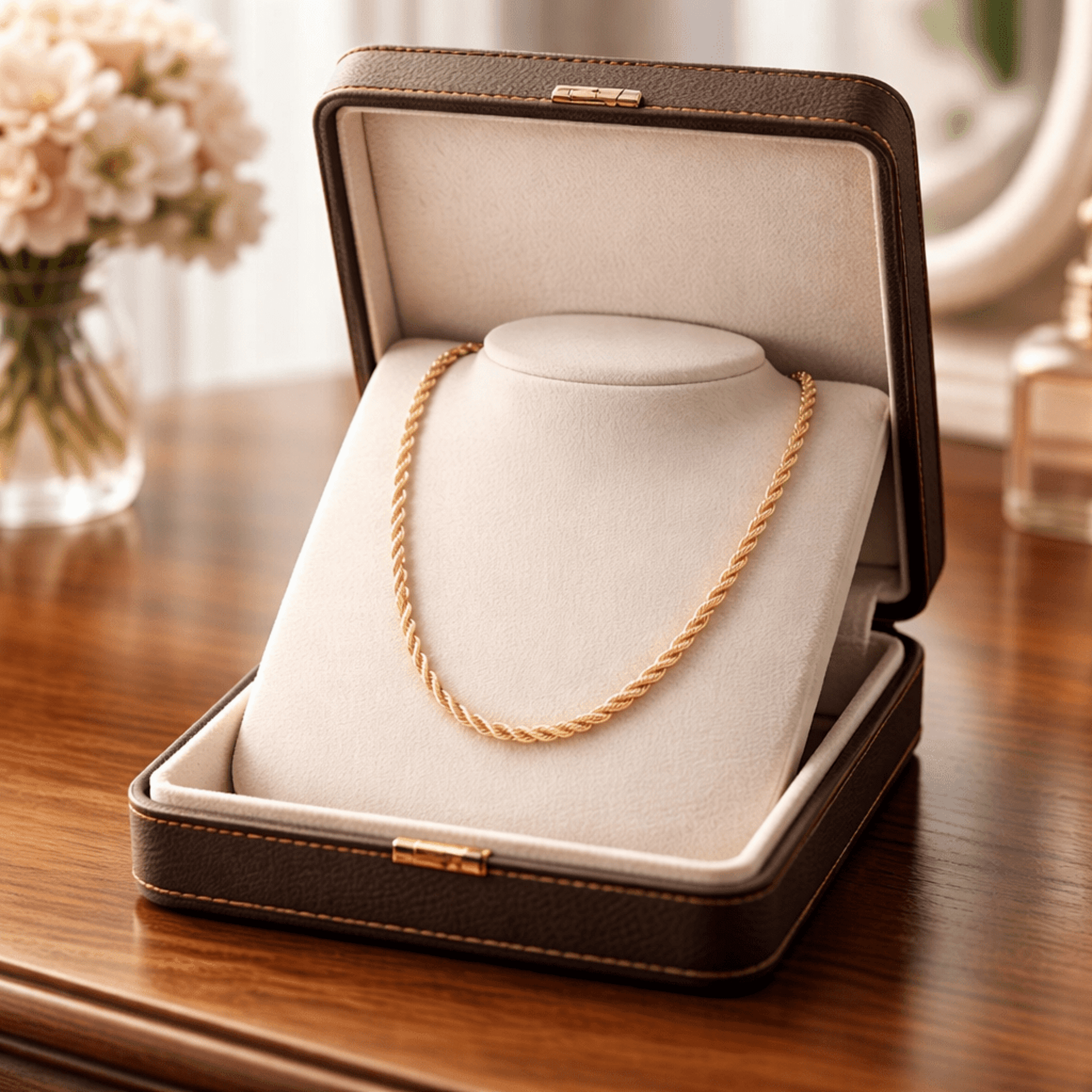 Cordón Salomónico de Acero Quirúrgico Chapado en Oro 18K - 6