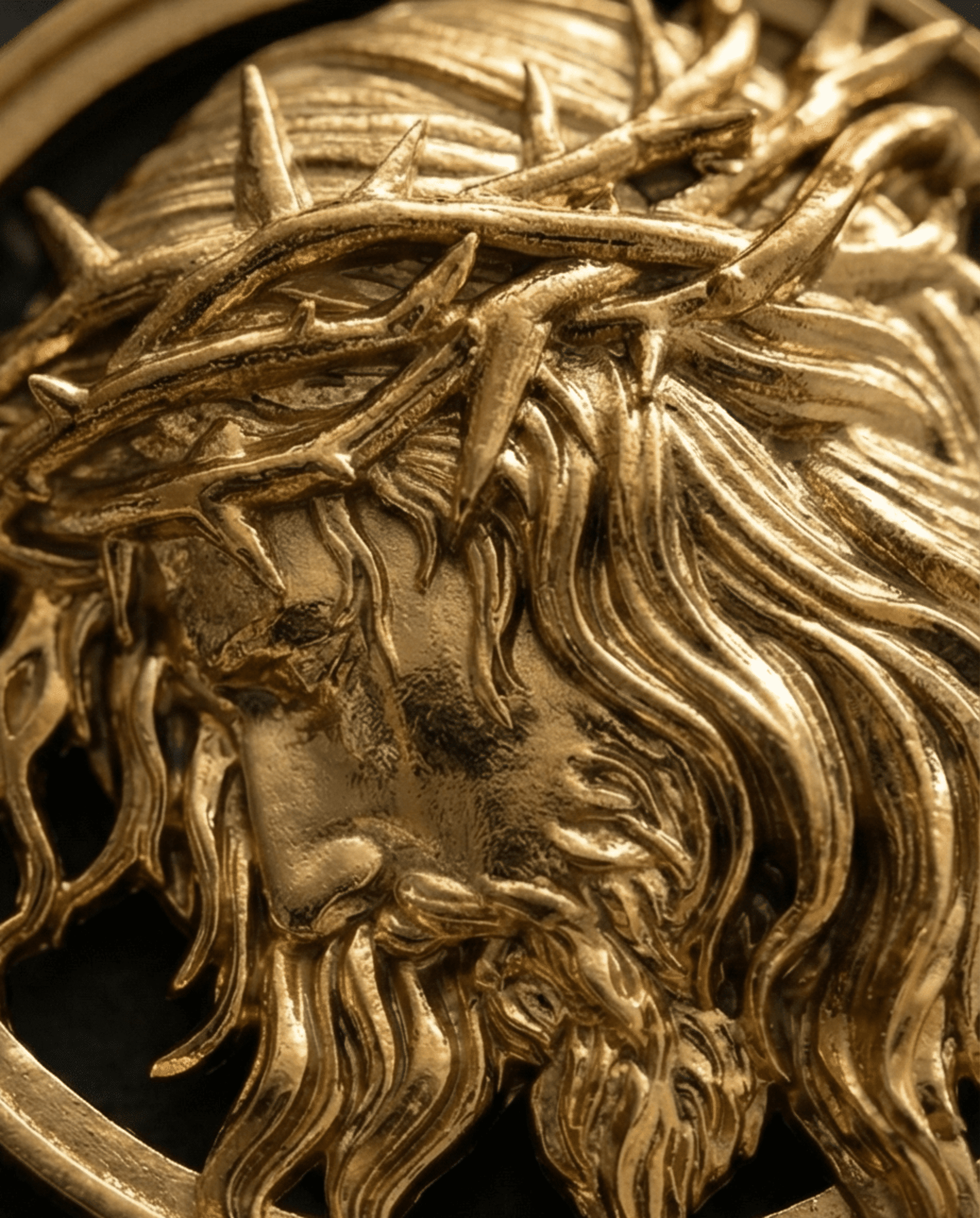 Colgante Fe Dorada – Jesús en Relieve - 2
