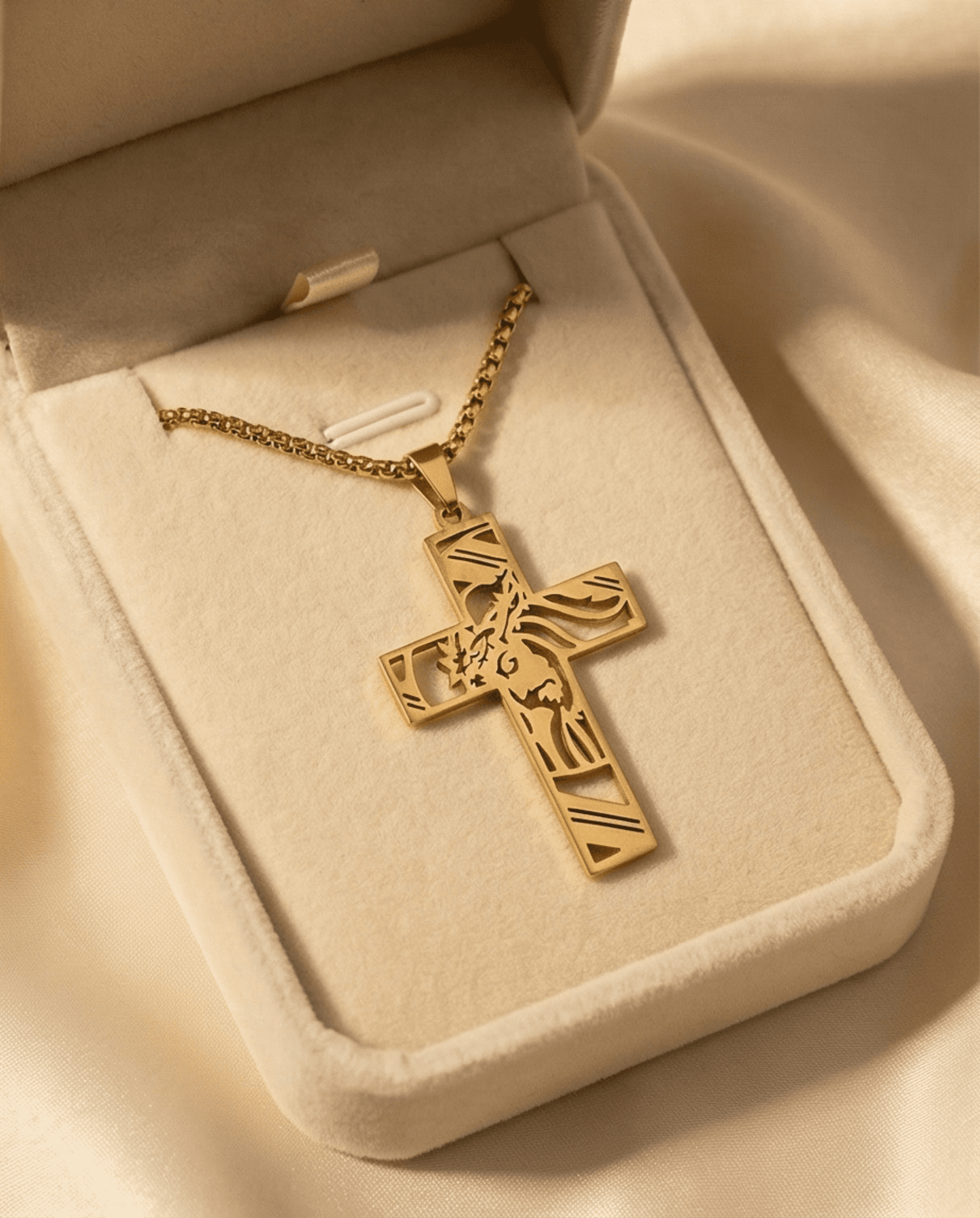 Collar Cruz de Fe en acero dorado - acero oro 18klt - 3