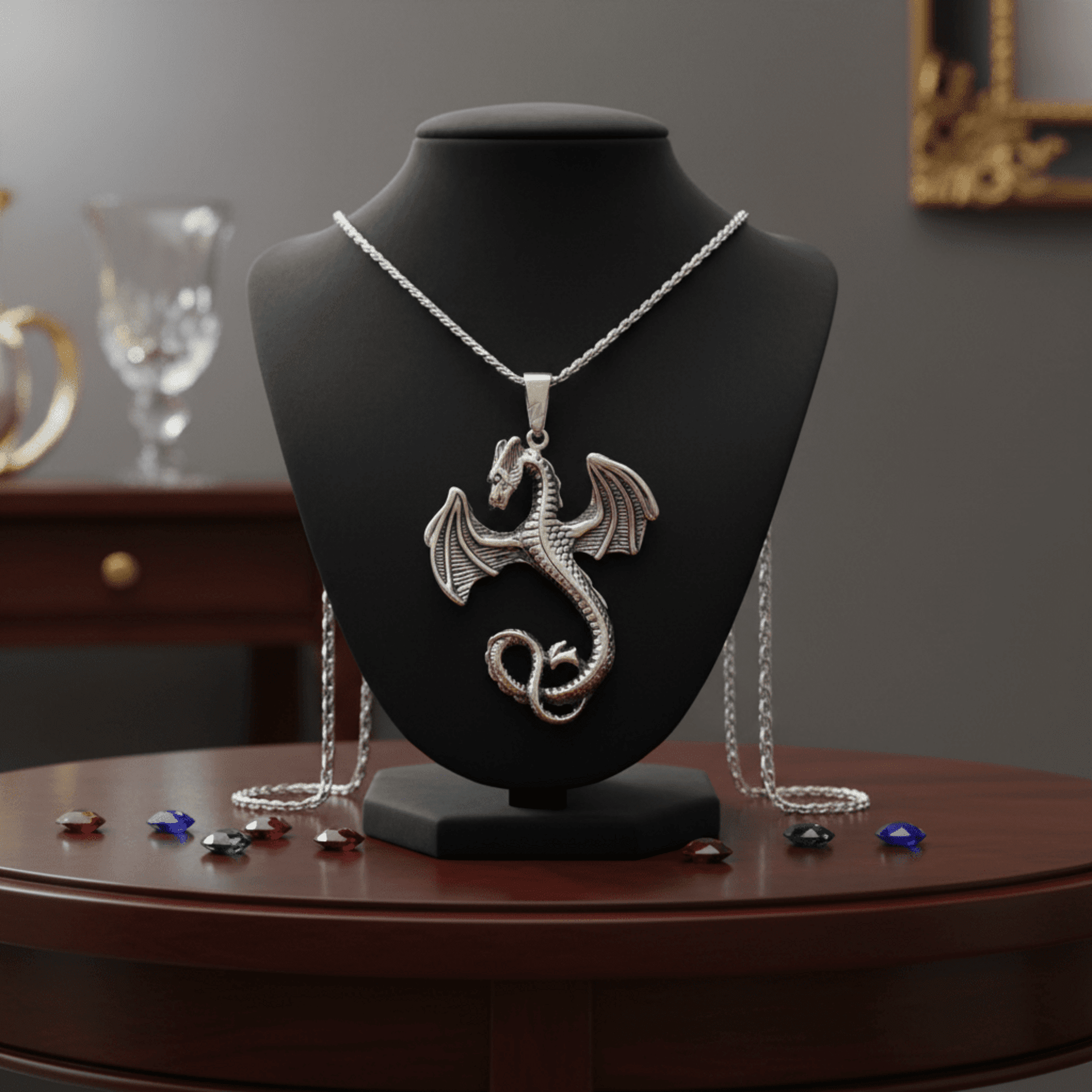 Colgante Dragón Mitológico en Acero Quirúrgico Plateado – Joyas Herrero - 5