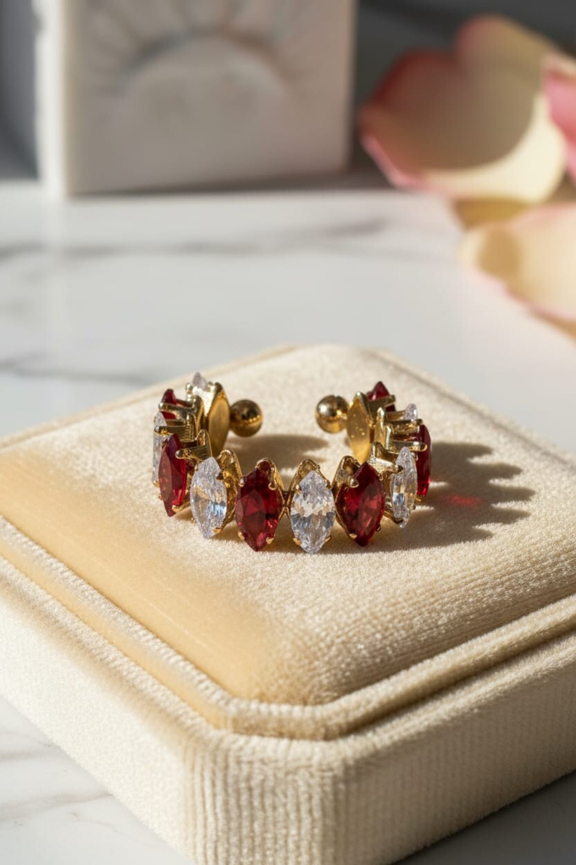 Anillo Ajustable Pasión Eterna Rojo y Blanco - 2