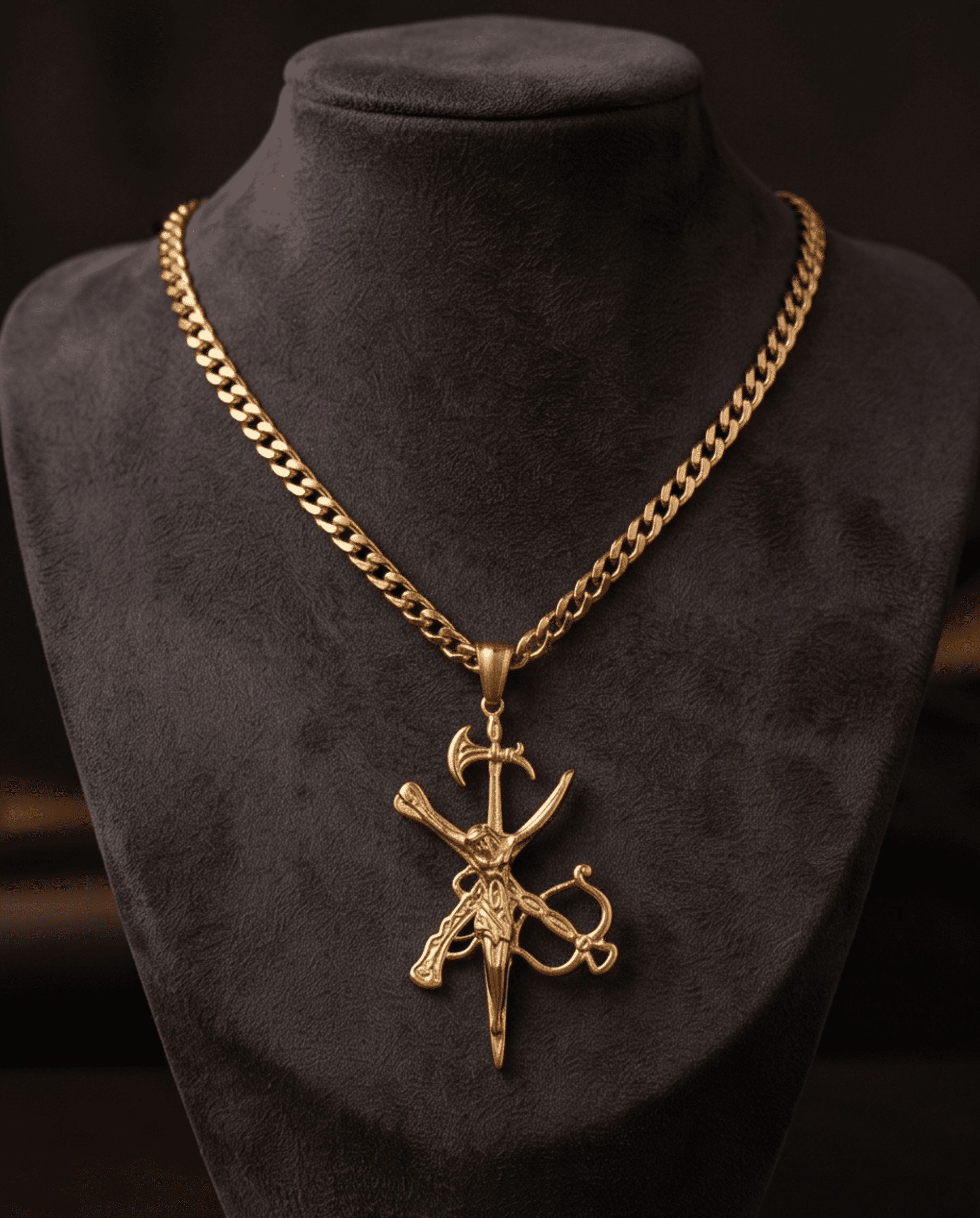 Cadena cubana y cristo de la Legión chapado en oro 18klt - 1