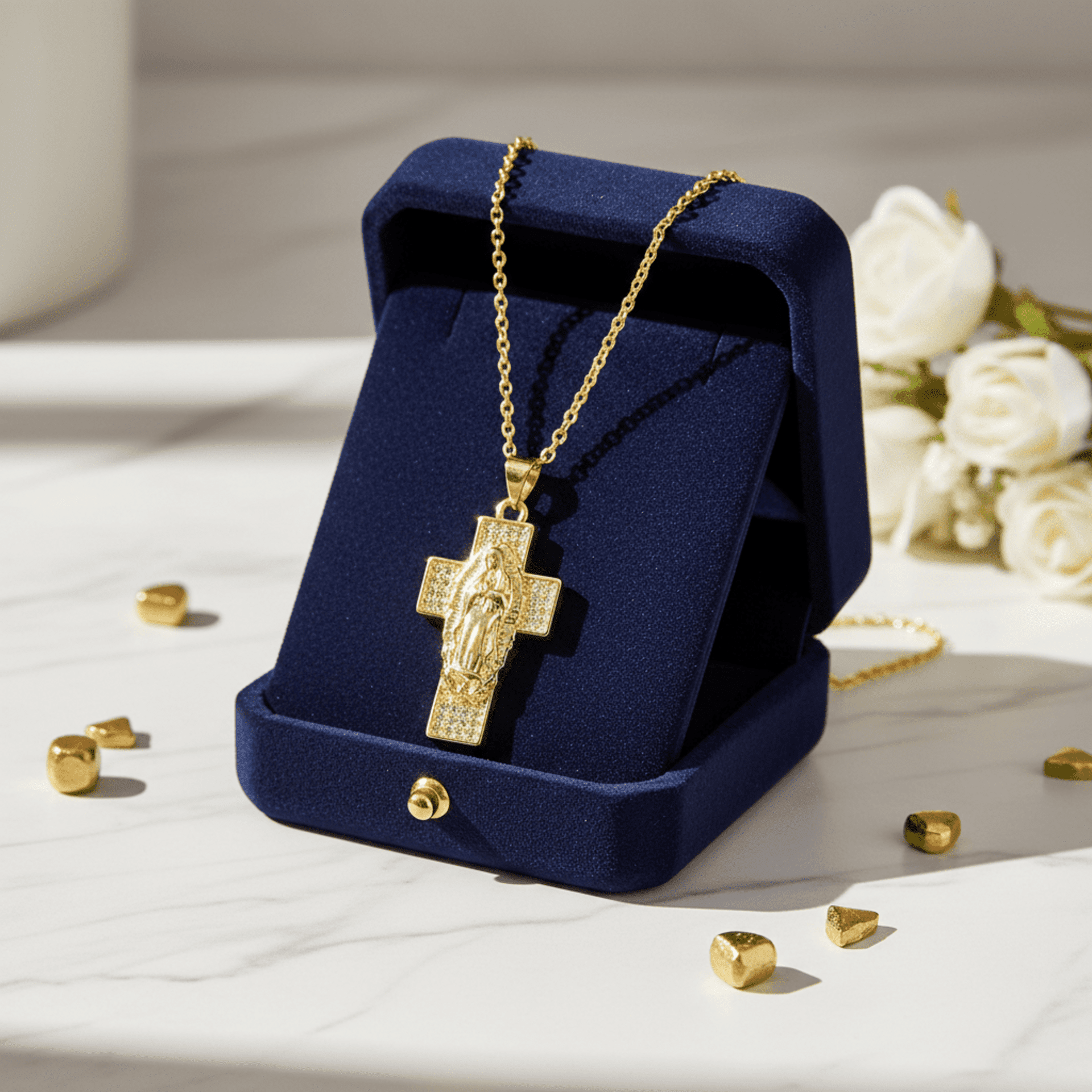 Collar Cruz Dorada – Acero Quirúrgico Chapado en Oro 18K - 4