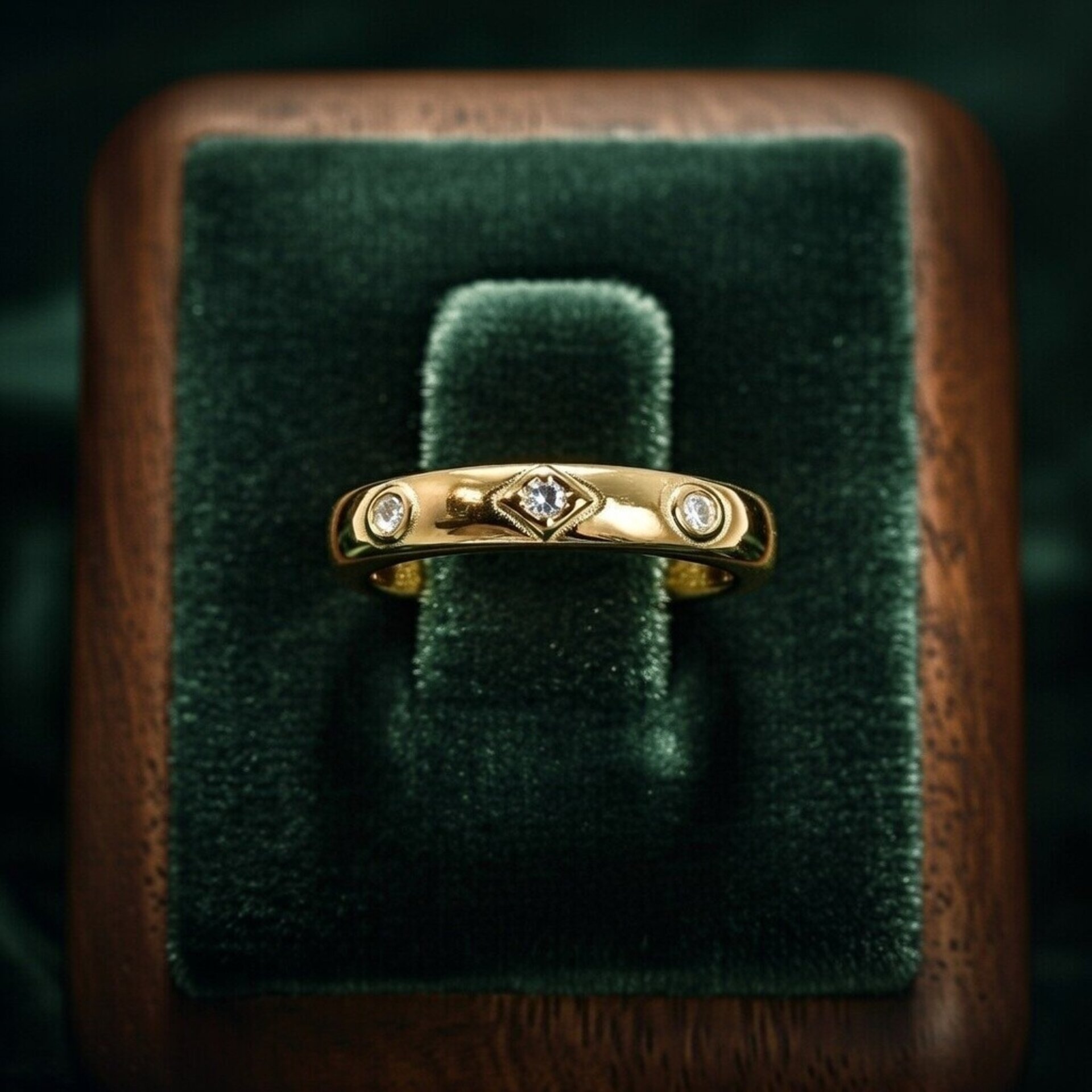 Anillo Alianza Dorada Geométrica con Circonitas - 4