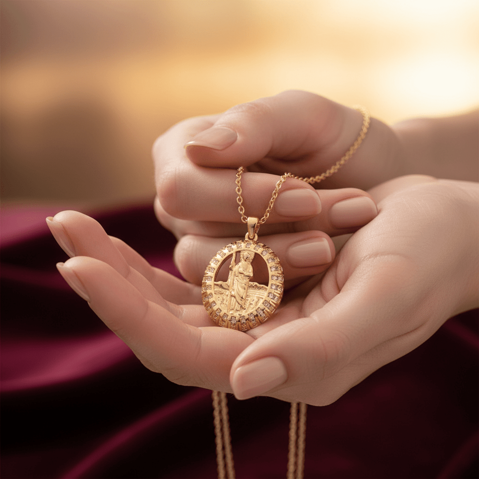 Cadena y medalla san Judas Tadeo chapado en oro 18klt - 6