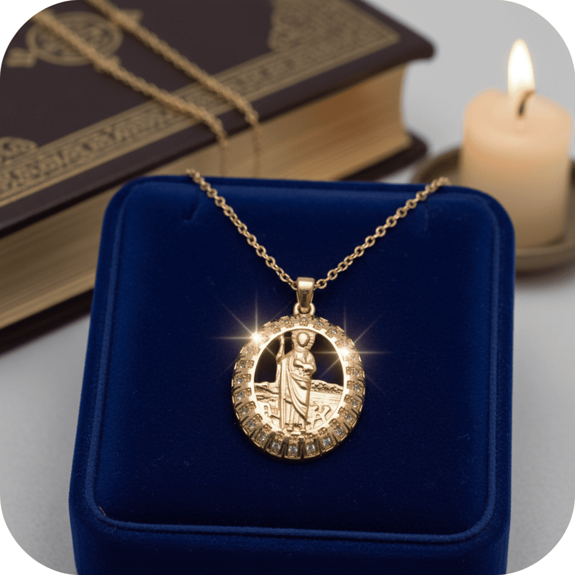 Cadena y medalla san Judas Tadeo chapado en oro 18klt - 5