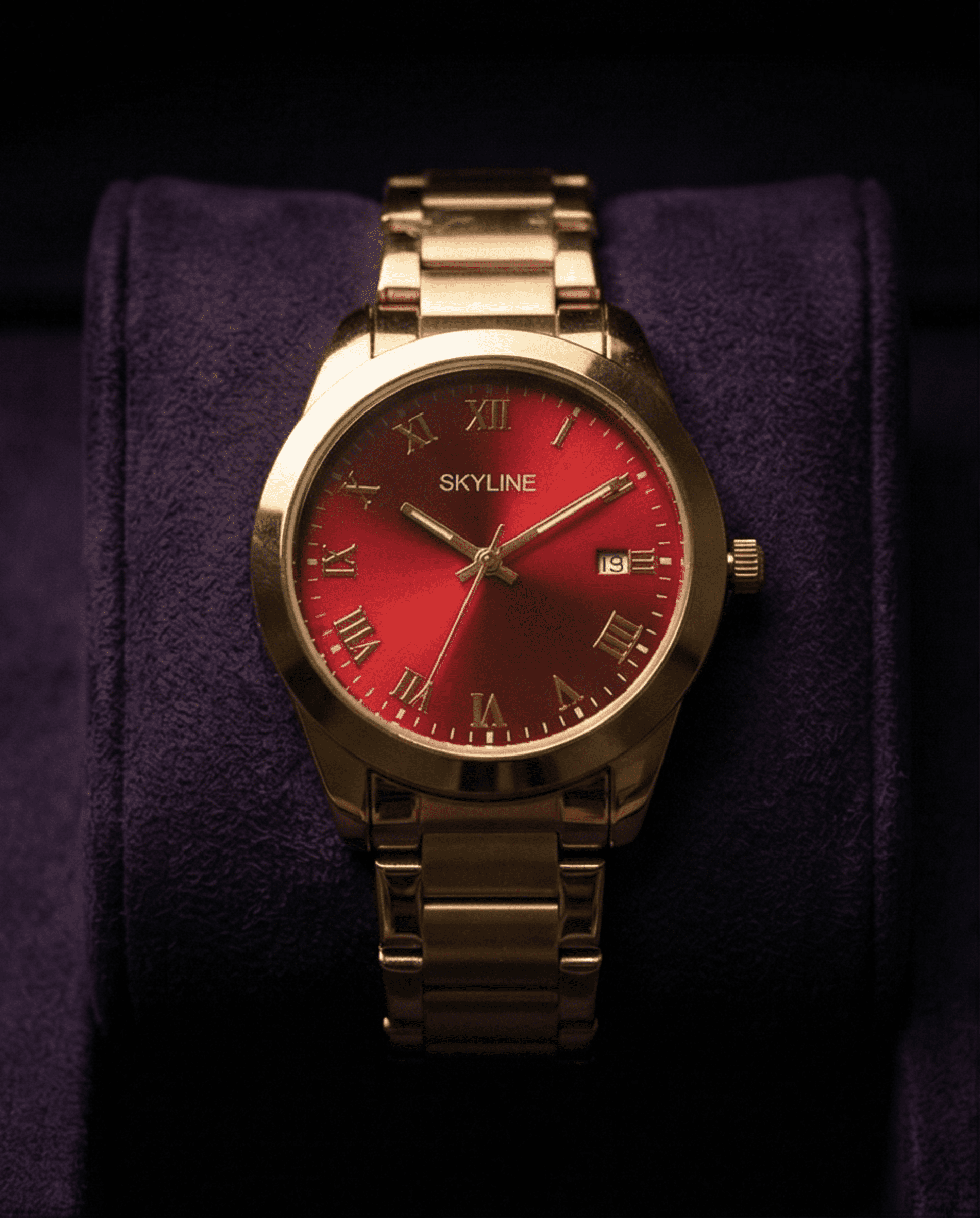 Reloj Analógico Mujer Dorado con Esfera Roja – Diseño Clásico Elegante - 3