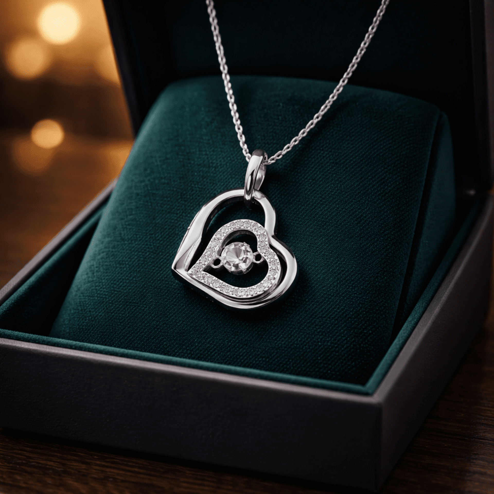 Colgante Corazón Doble con Cristales Brillantes Acero Quirúrgico Chapado en Oro¡ - 3