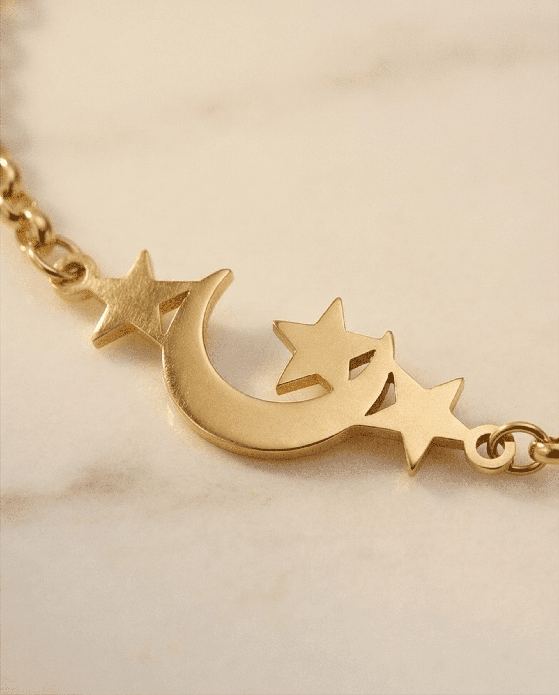 Pulsera Luna y Estrellas - Chapado en oro 18klt - Hipoalergénico - 4