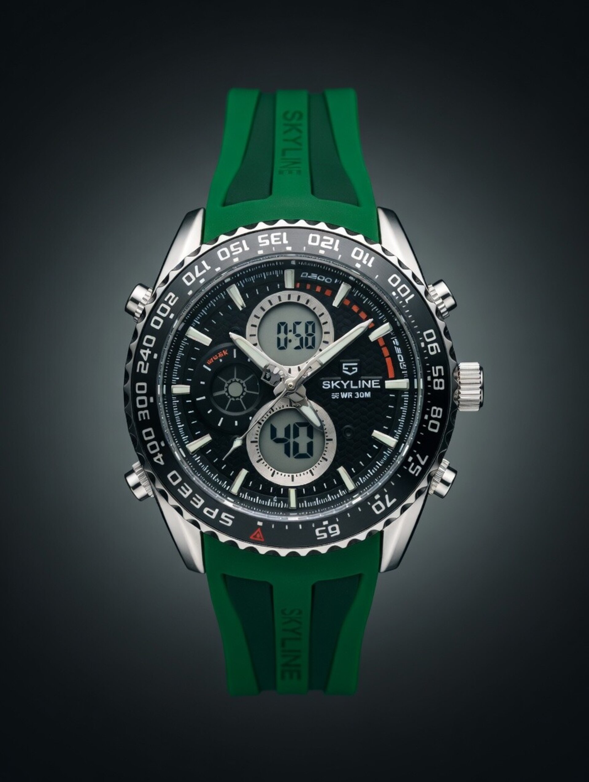 Reloj SKYLINE Analógico-Digital Deportivo – Correa Verde - 1