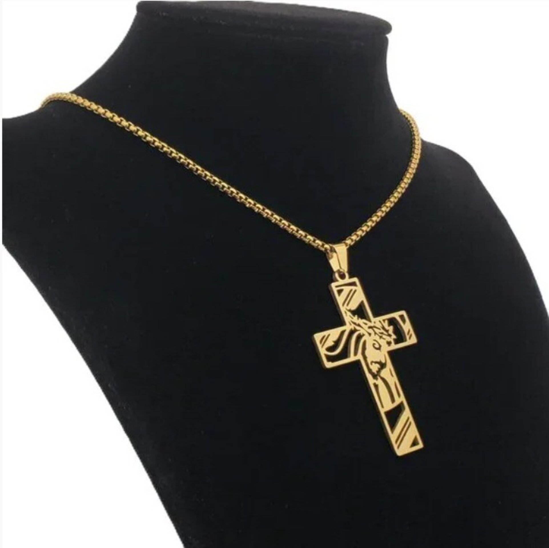 Collar Cruz de Fe en acero dorado - 3