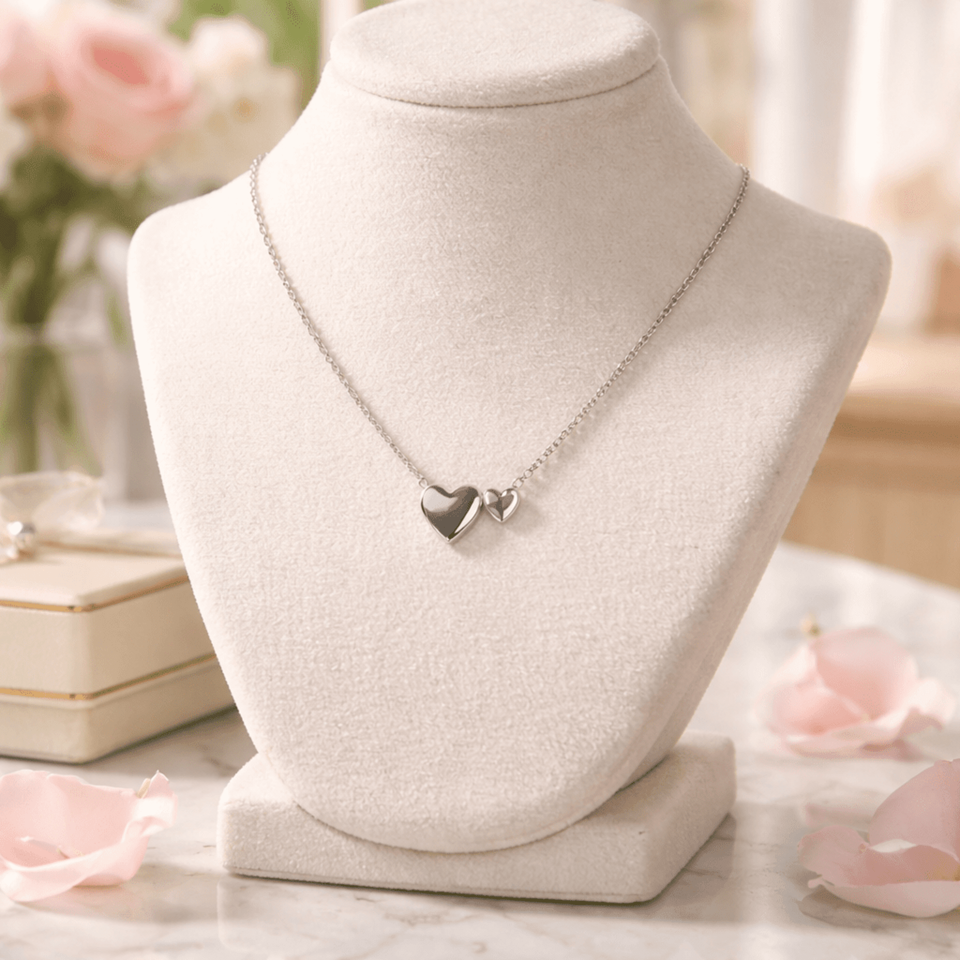 Twin Heart Shine – Collar Dos Corazones en Acero Quirúrgico 316L - 5