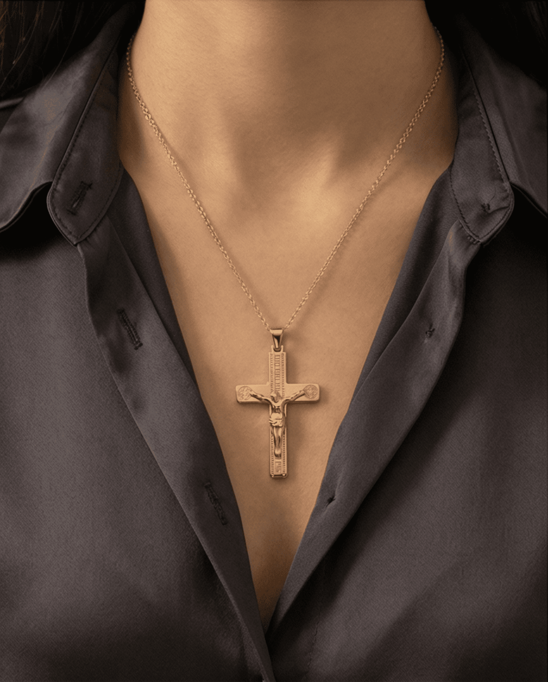 Crucifijo Atenas Greco con Medallones – Oro 18k - 4