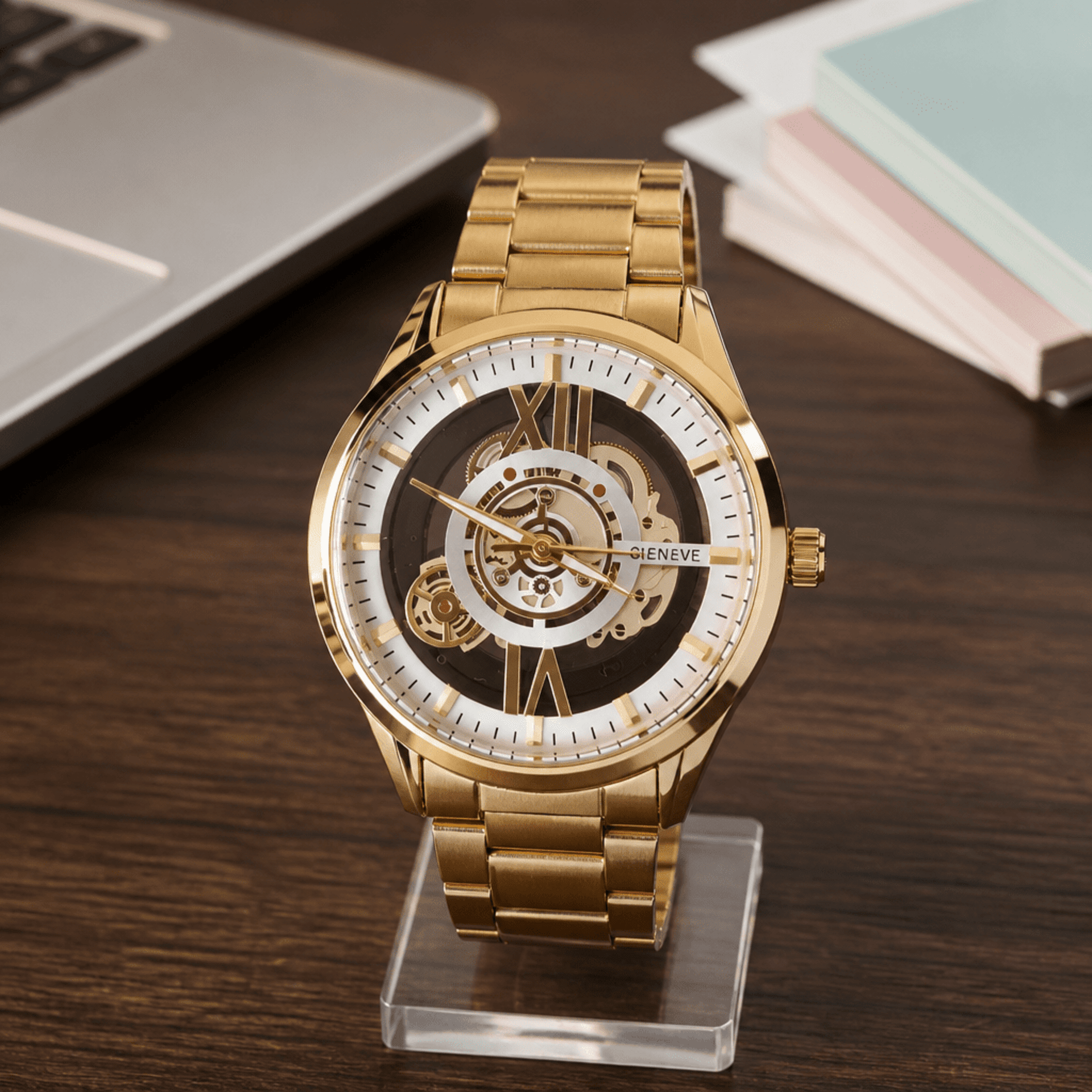 Reloj Skeleton Dorado – Diseño Premium Automático - 3