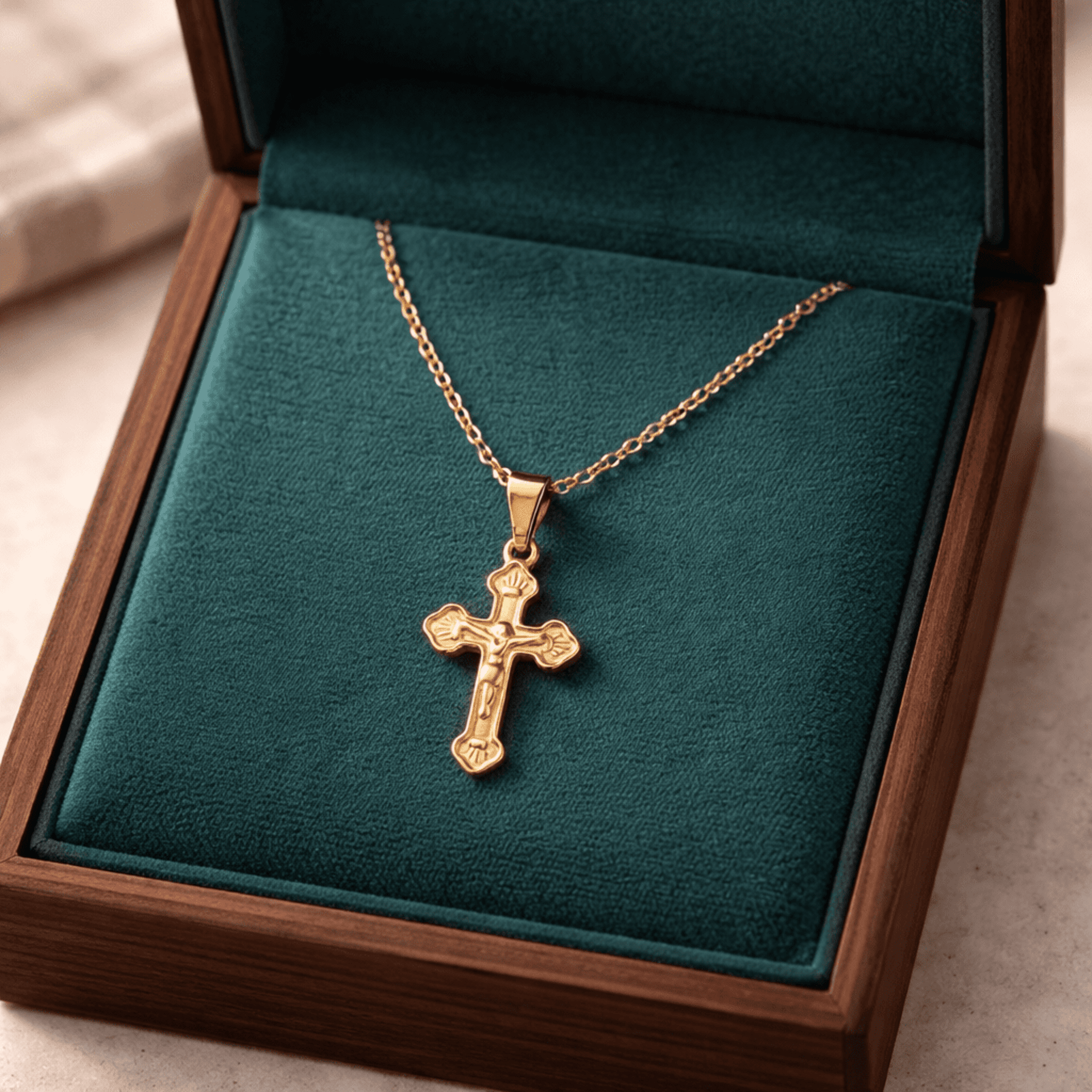 Colgante Cruz con Cristo Dorado – Acero Quirúrgico Chapado en Oro 18K ✝️✨ - 3