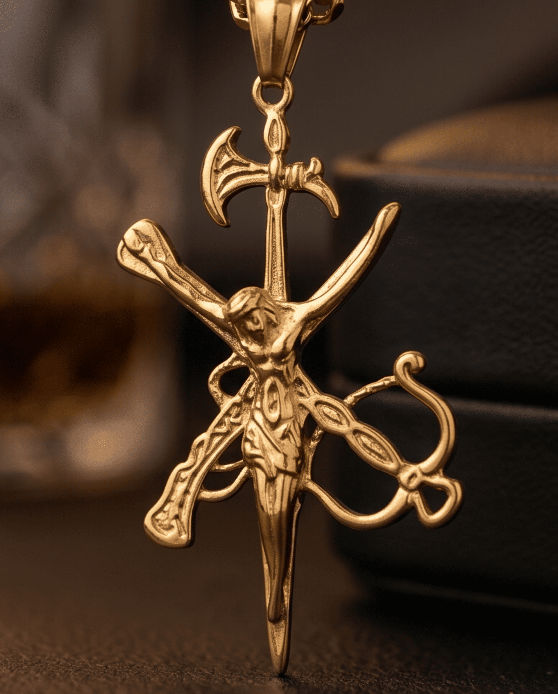 Cadena cubana y cristo de la Legión chapado en oro 18klt - 2