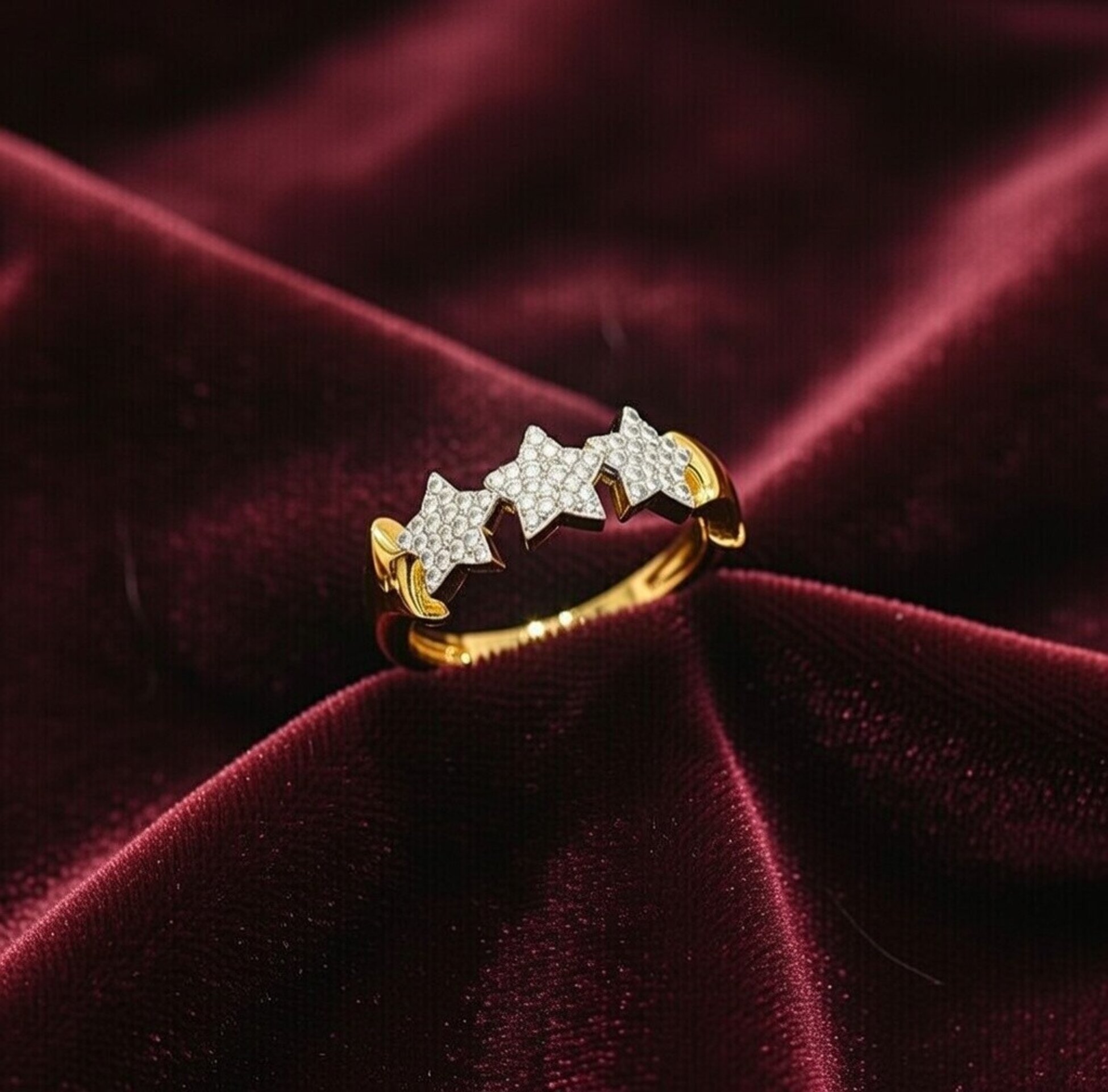 Anillo Estrella Eterna - Acero Dorado con Brillo Infinito - 3