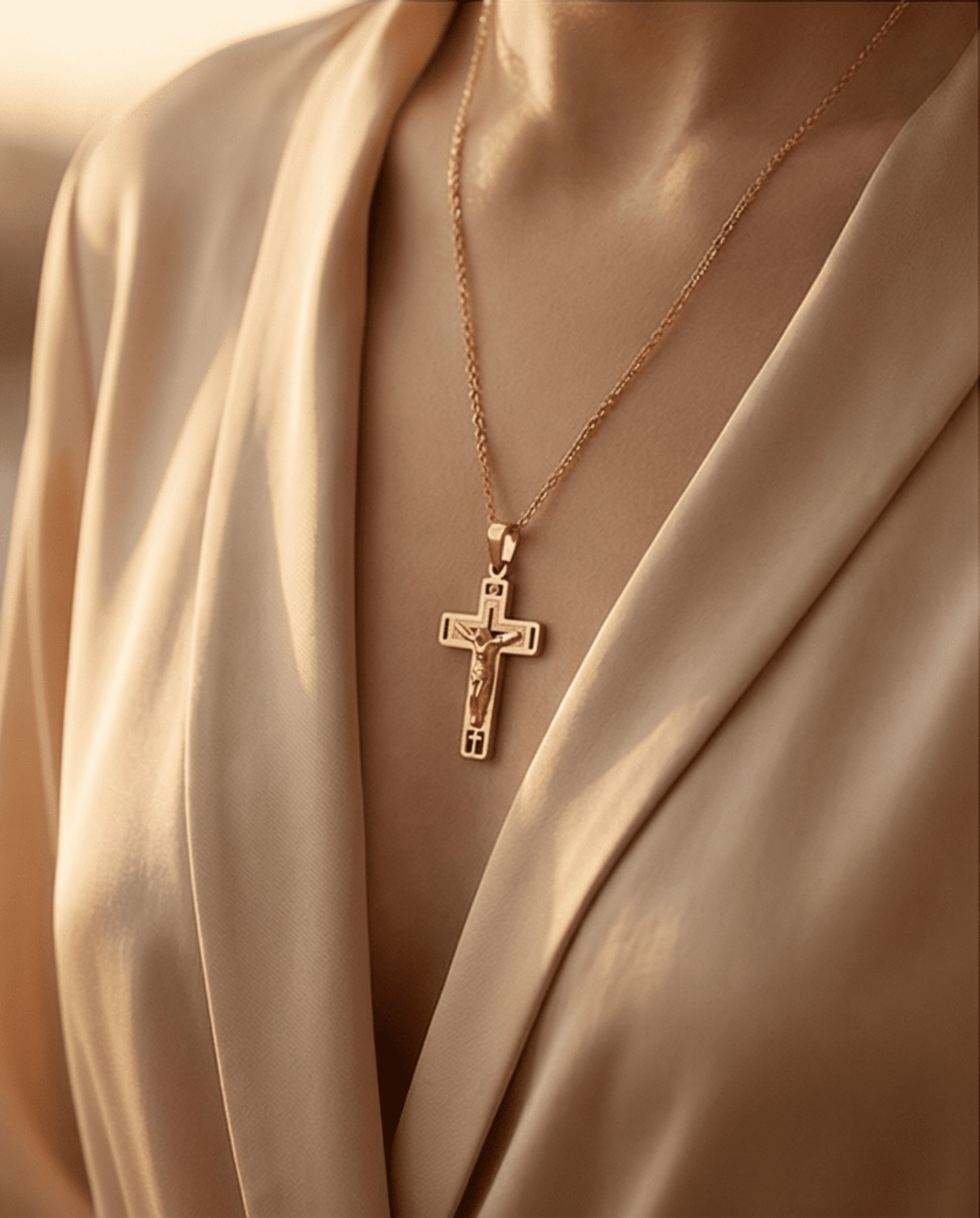 Crucifijo Moderno Luxe con Diamante – Oro 18klt - 4