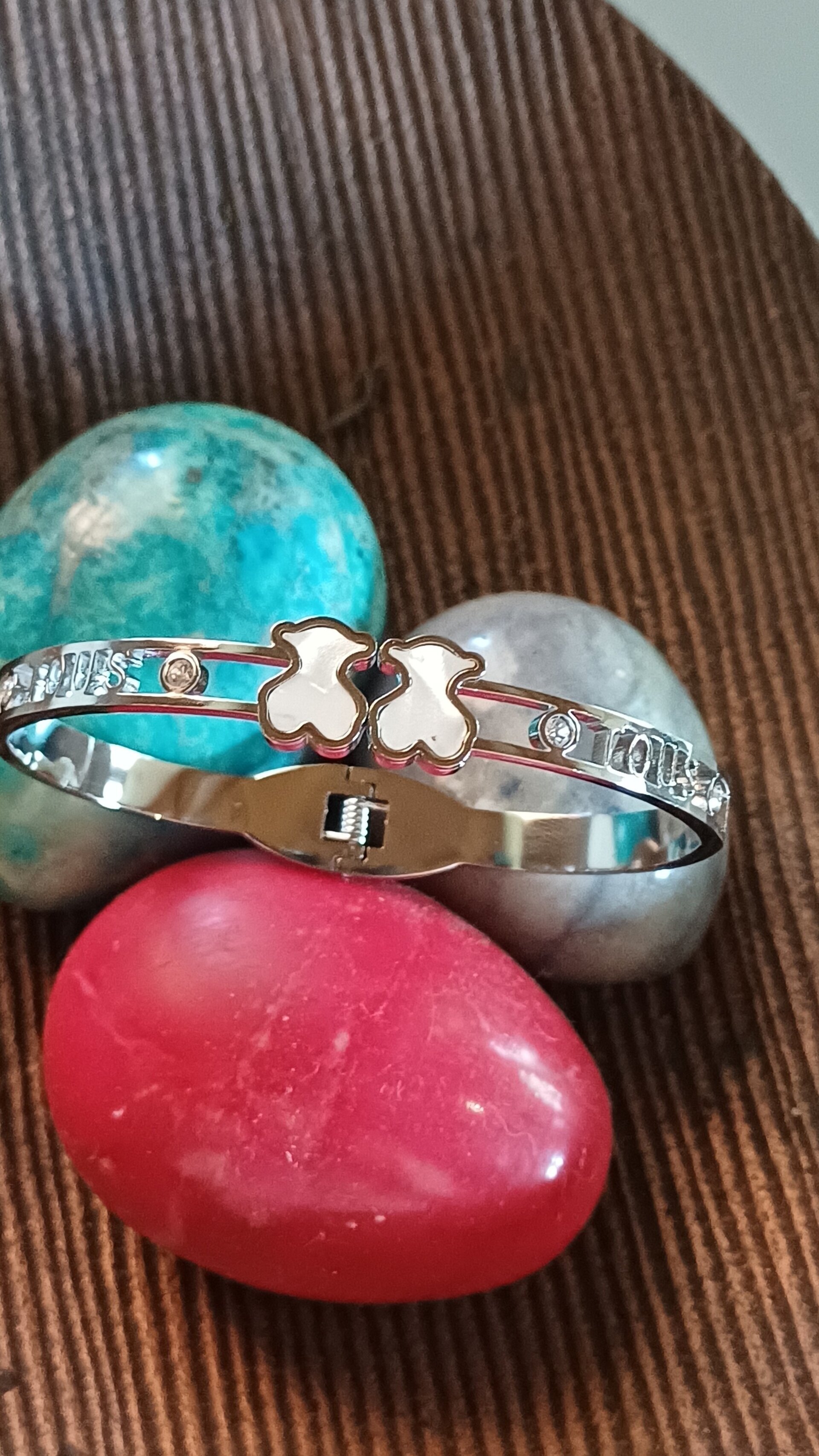 Pulsera Ositos Nácar – Acero Quirúrgico Plateado - 1