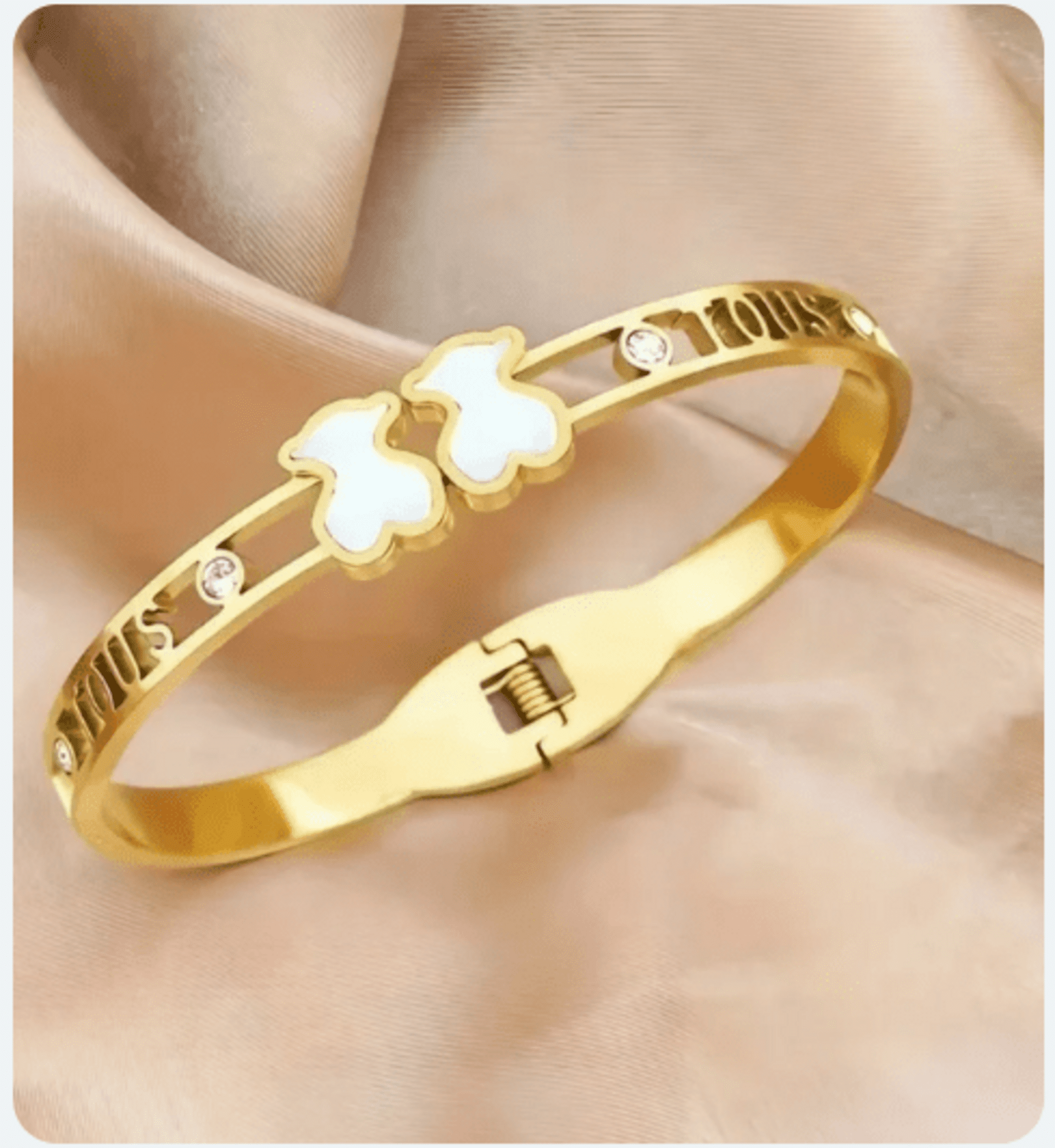 Pulsera Ositos Nácar – Acero Quirúrgico Dorado - 1