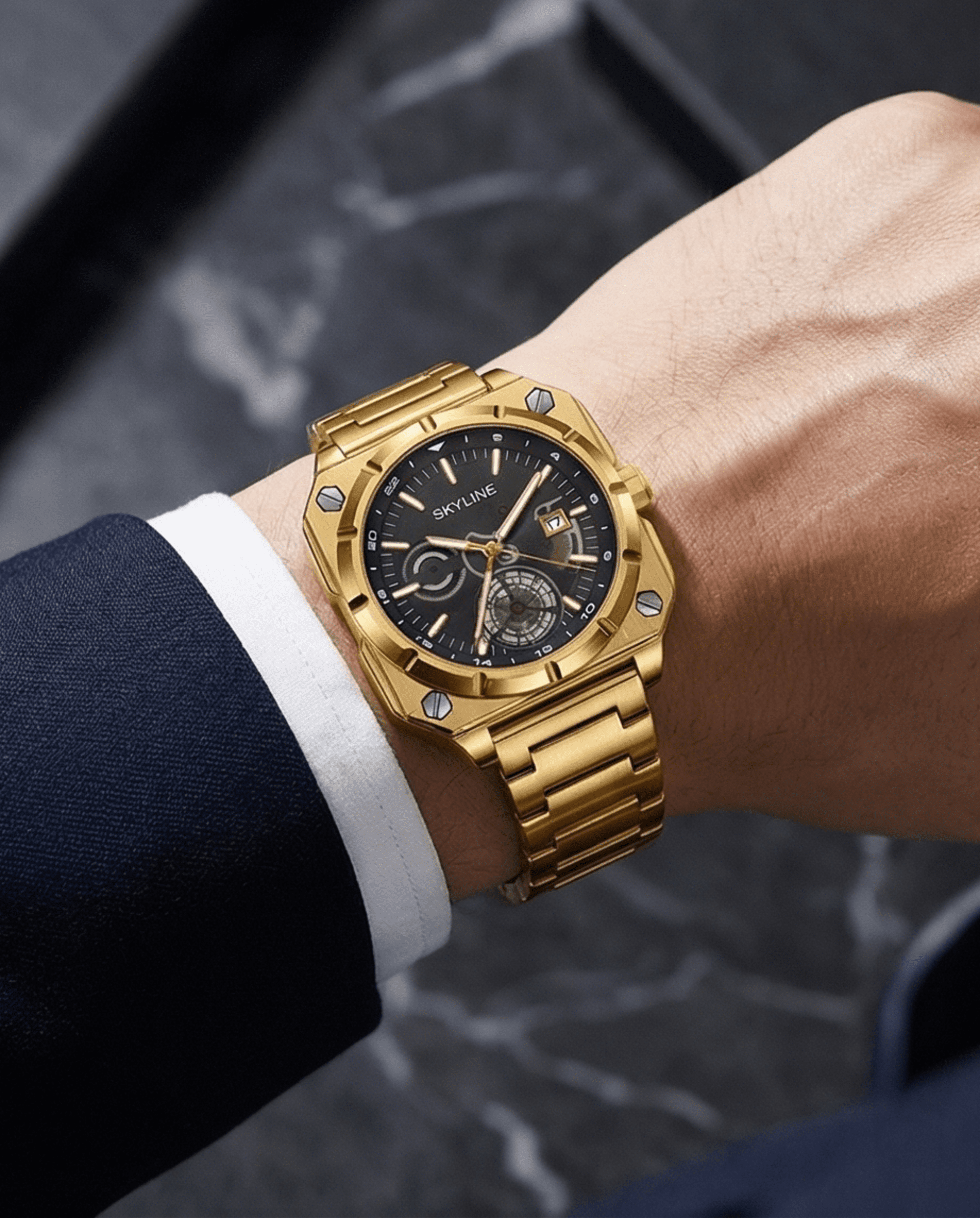 Skyline Gold Edition – Reloj de lujo con carácter - 2