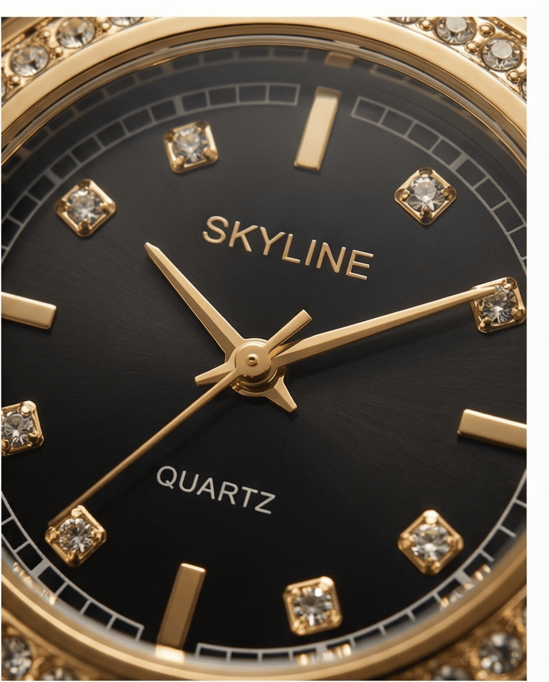 Reloj de Mujer SKYLINE Dorado con Esfera Negra y Circonitas | Acero Inoxidable - 2
