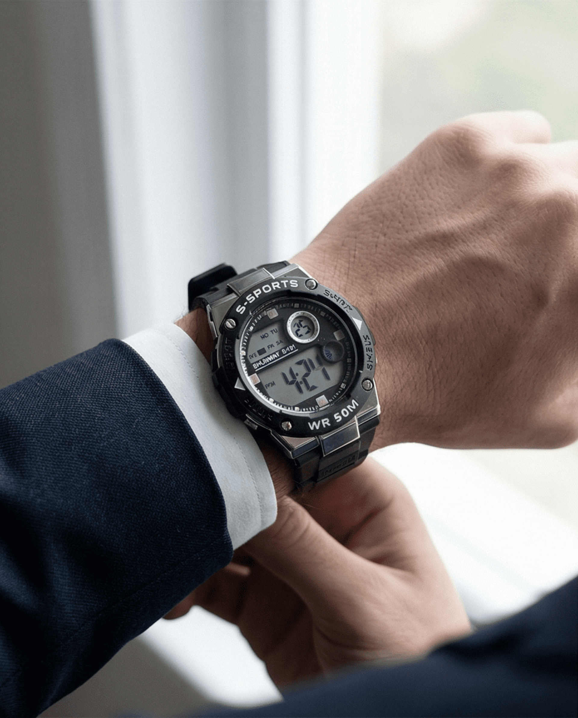 Reloj Digital Deportivo Hombre S-SPORTS con Correa de Caucho – WR 50M - 4