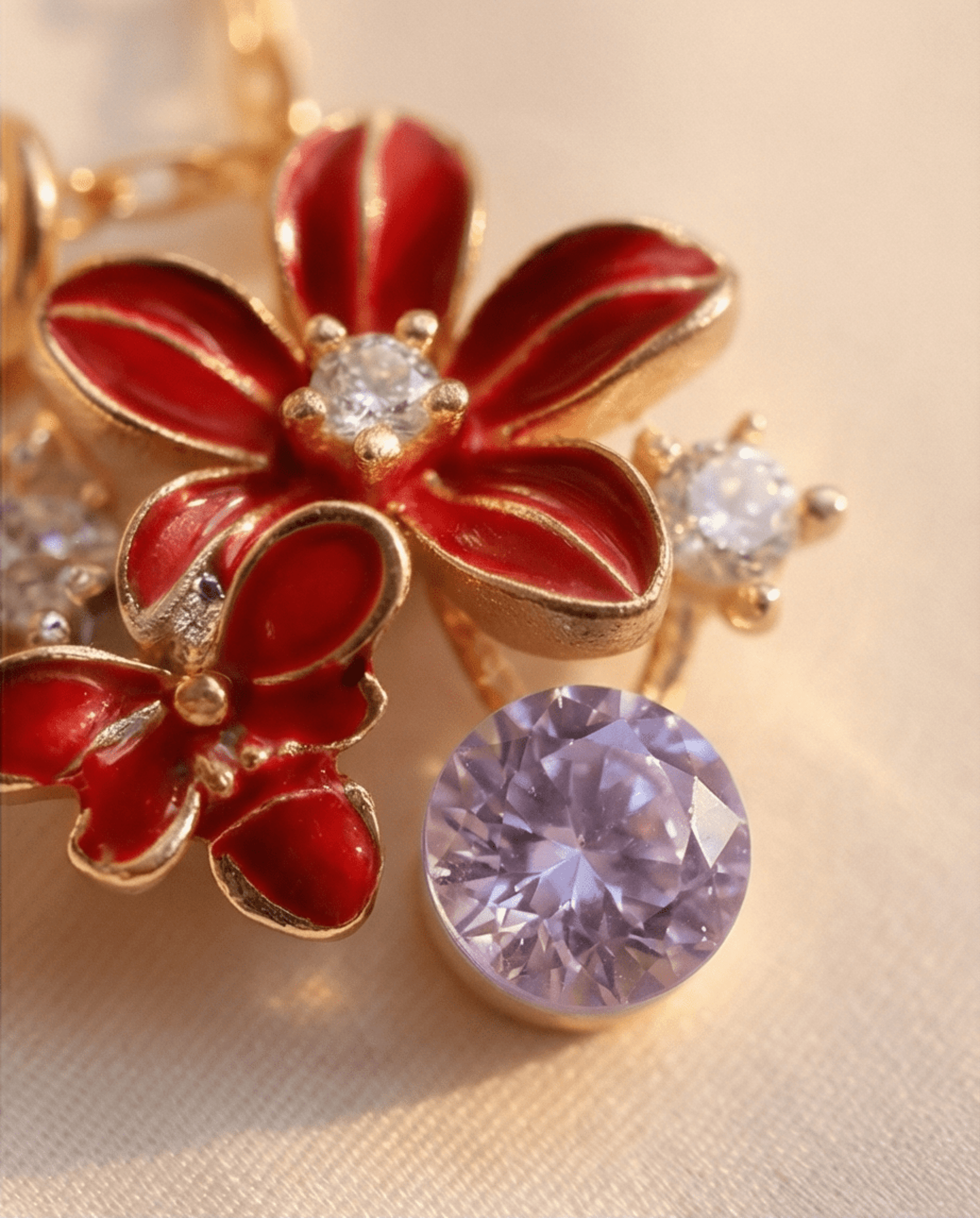 Collar Primavera Roja - acero oro18klt - 2