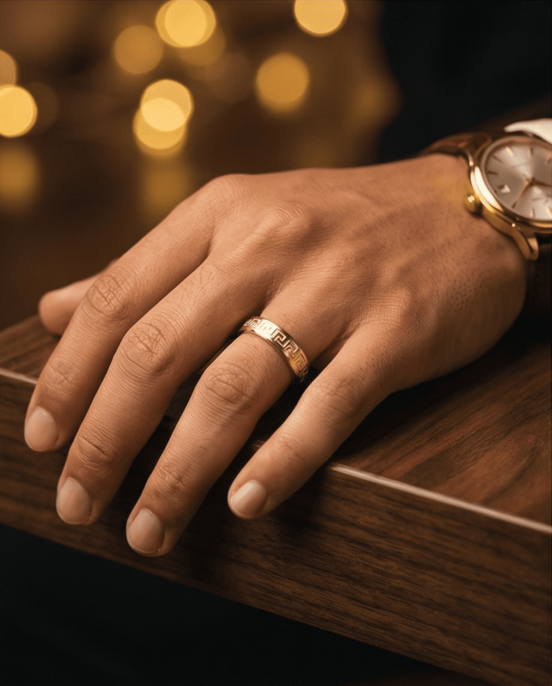 Alianza Greca - acero quirúrgico chapado en oro 18klt - 3