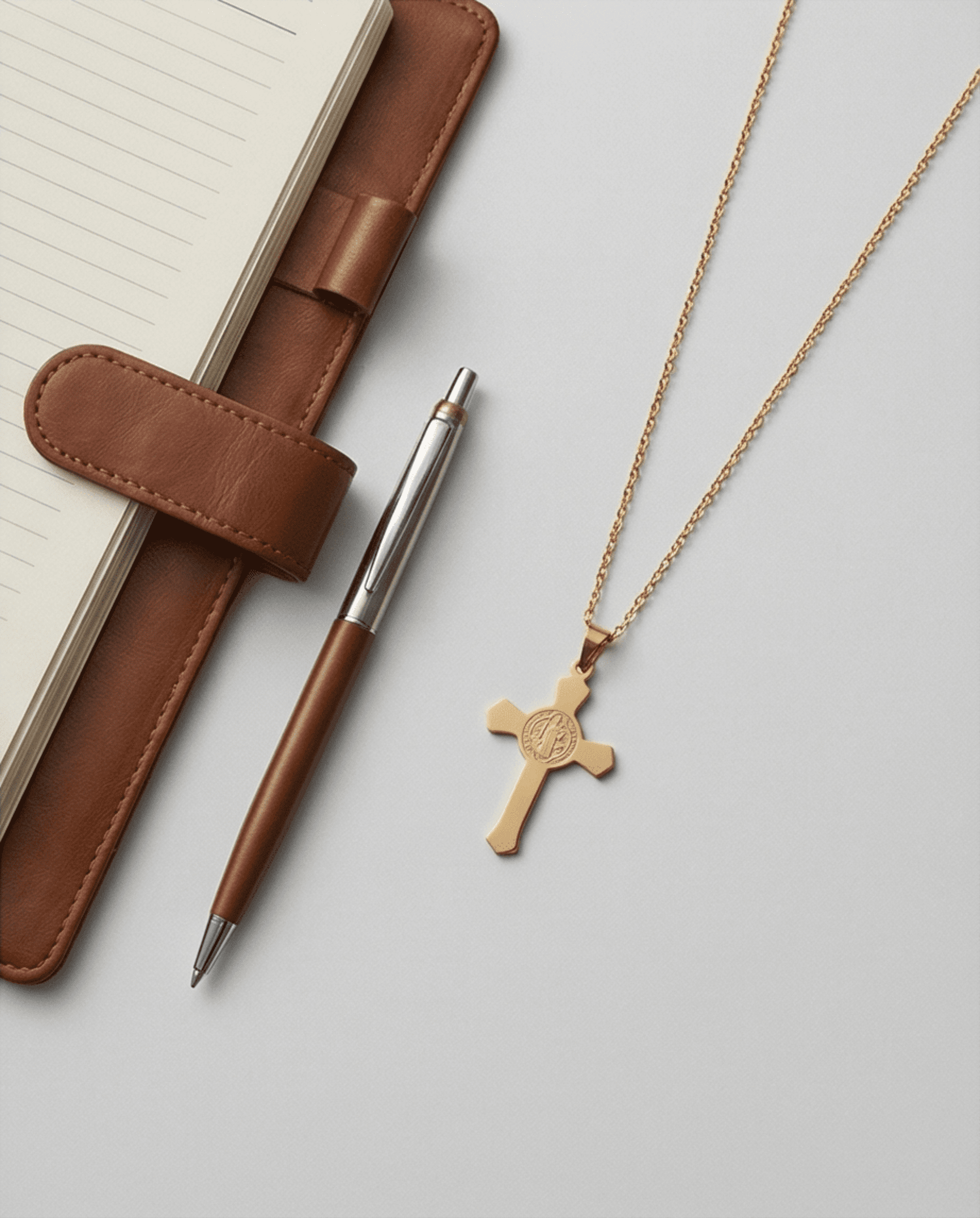 Crucifijo San Benito - Chapado en oro 18klt - 6