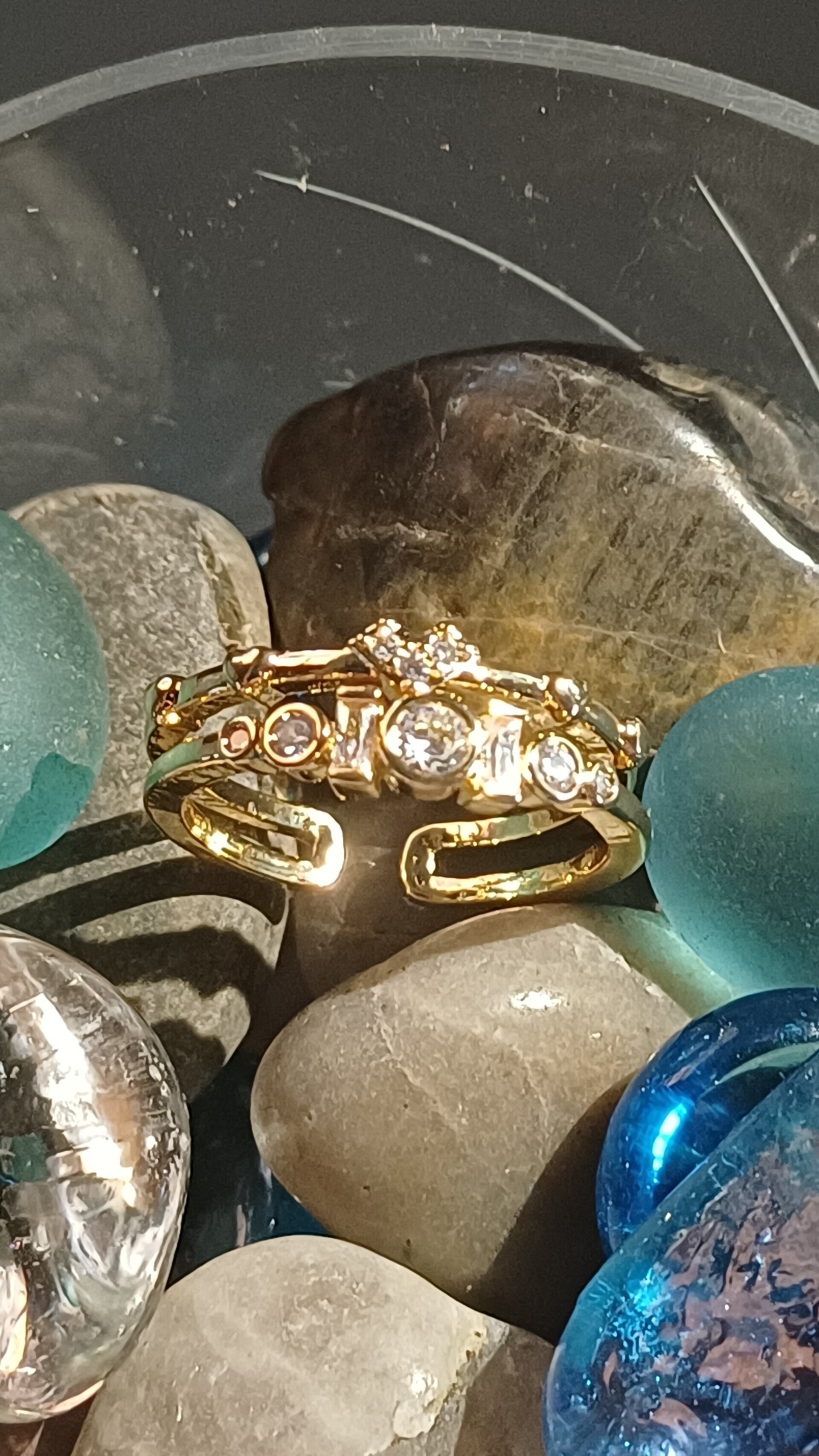 Anillo Corazón de Brillo – Acero Quirúrgico Dorado Ajustable - 5