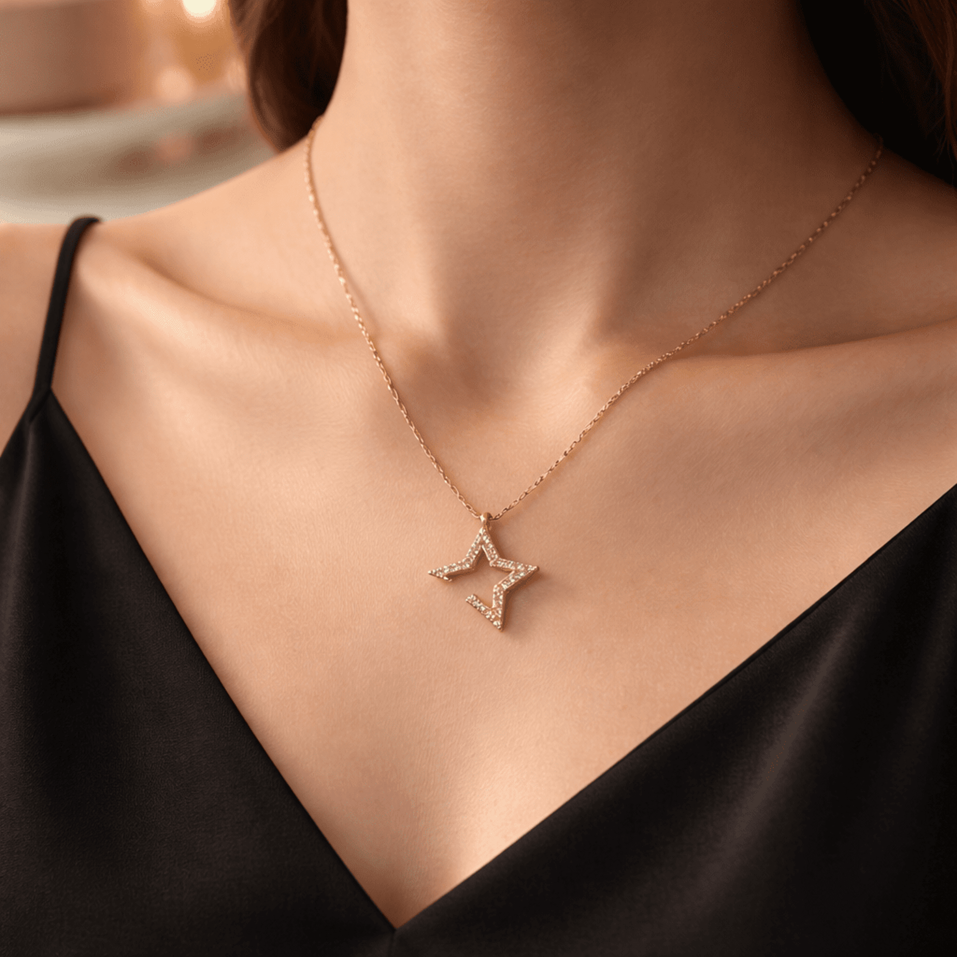 Colgante Estrella Brillante Pavé – Acero Quirúrgico Chapado en Oro 18K ⭐✨ - 2