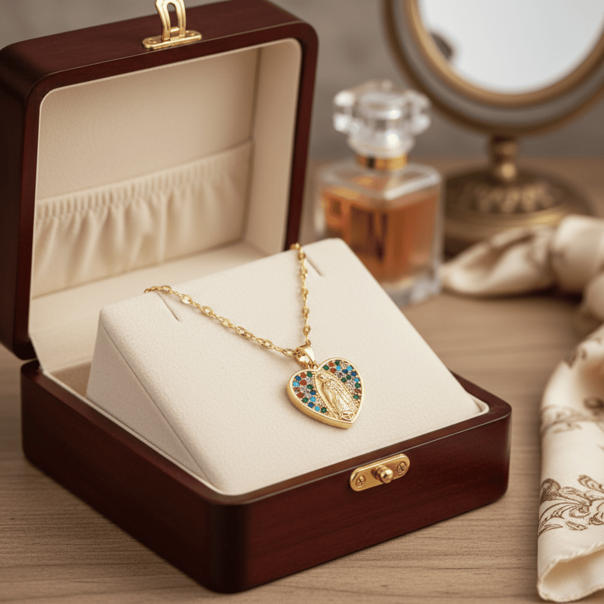 Collar Corazón Sagrado chapado en oro 18klt - 4