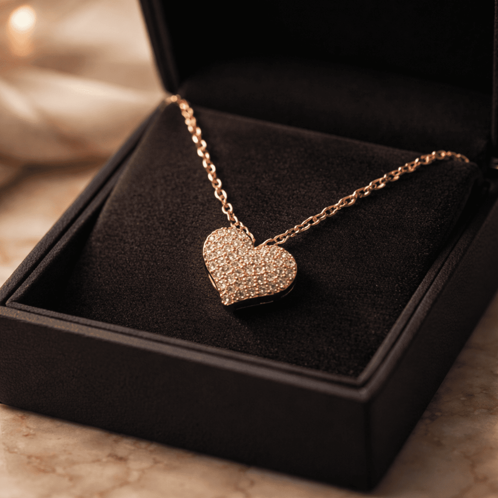 Colgante Corazón Pavé Brillante en Oro Rosa – Acero Quirúrgico Chapado 18K 💗✨ - 4