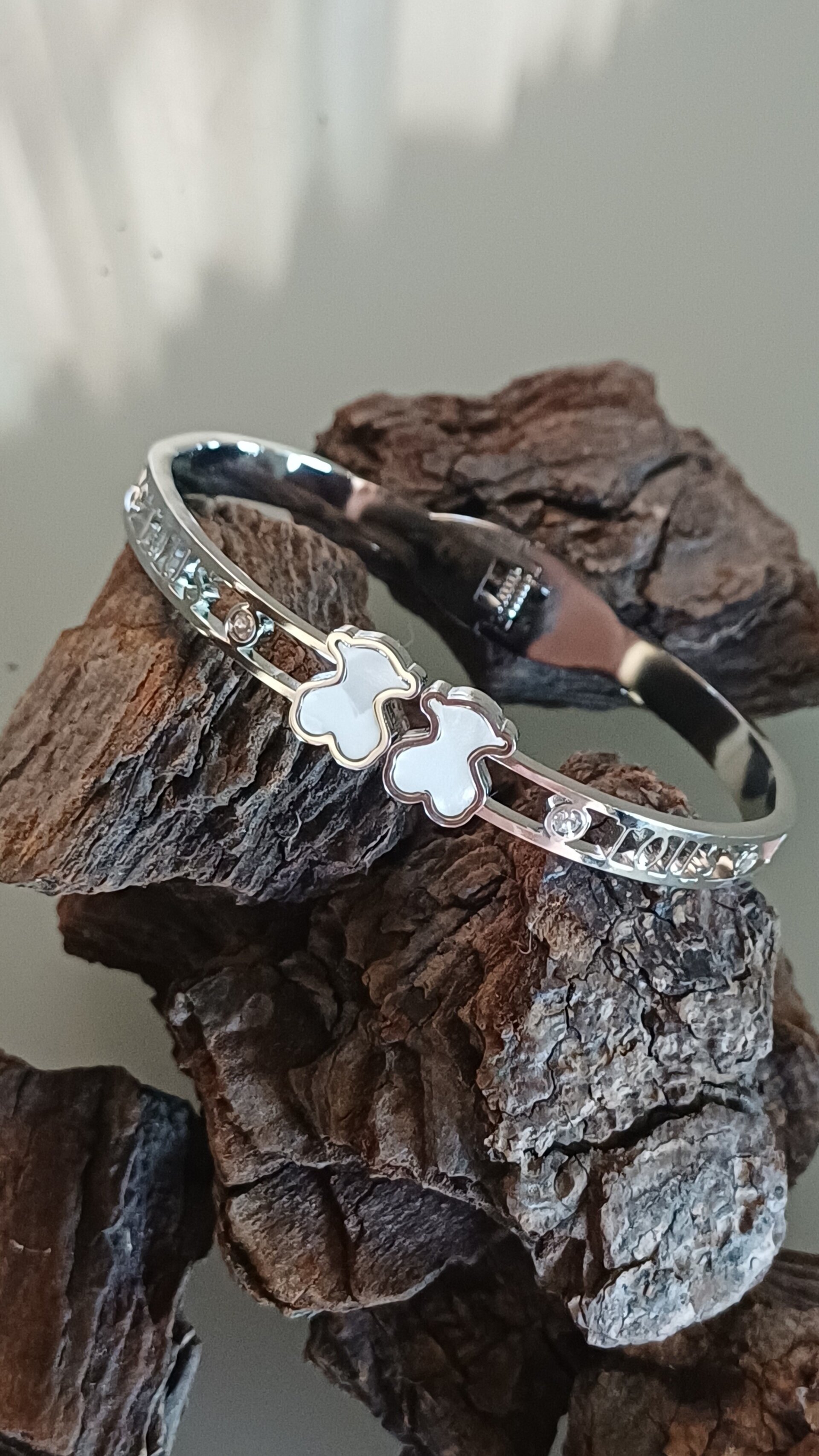 Pulsera Ositos Nácar – Acero Quirúrgico Plateado - 5