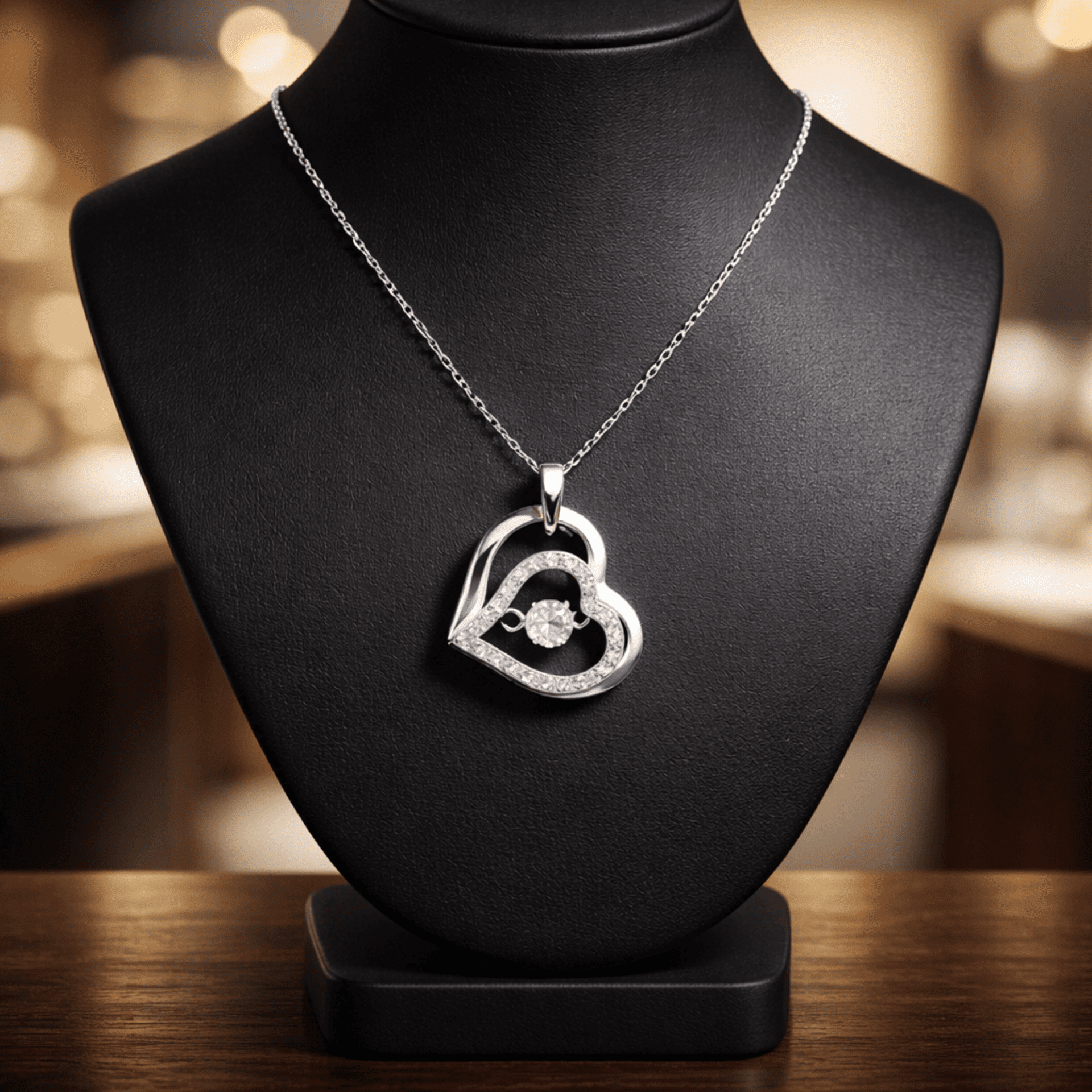 Colgante Corazón Doble con Cristales Brillantes Acero Quirúrgico Chapado en Oro¡ - 2