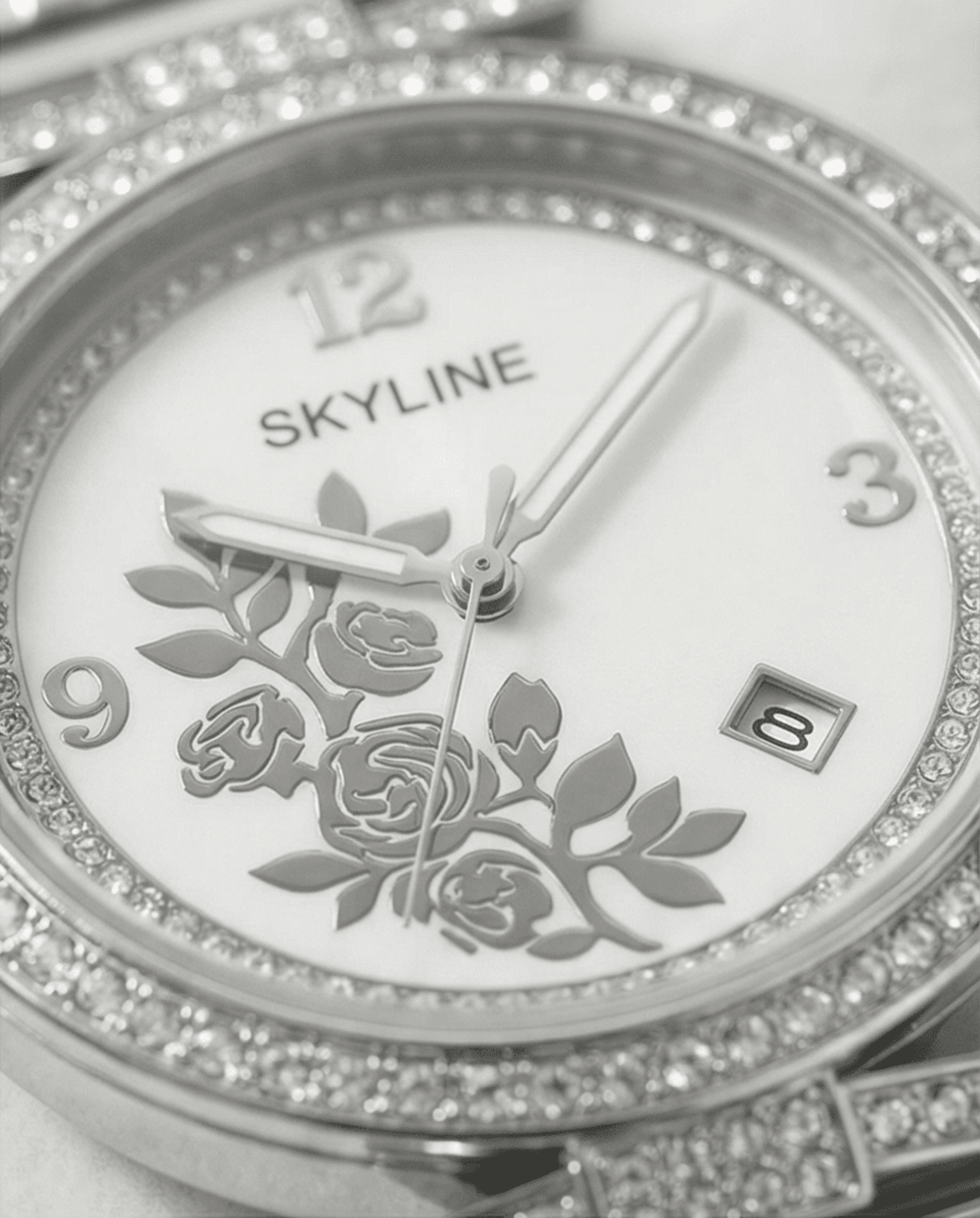 Reloj de Mujer SKYLINE Plateado con Circonitas y Rosas | Acero Inoxidable - 5