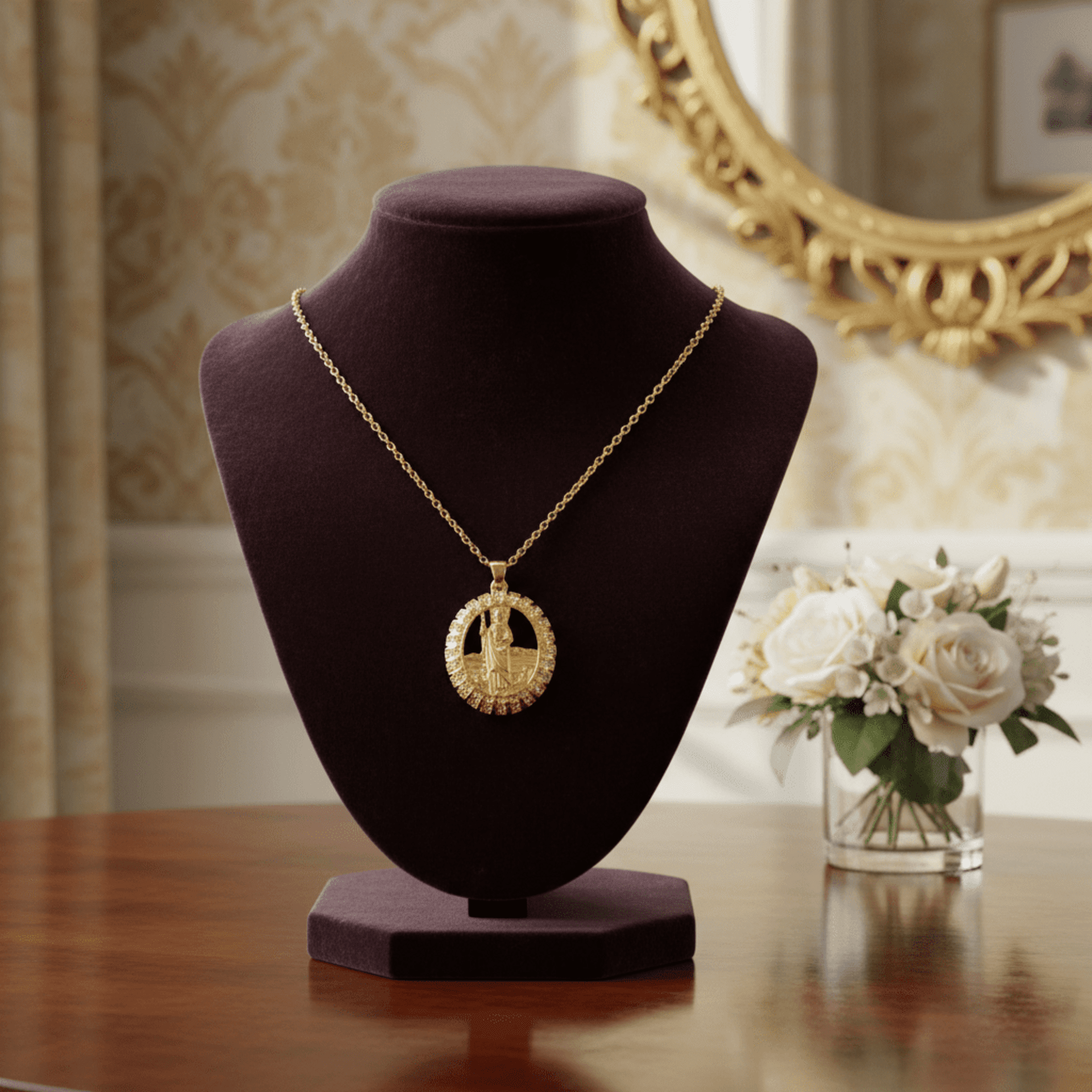 Cadena y medalla san Judas Tadeo chapado en oro 18klt - 3