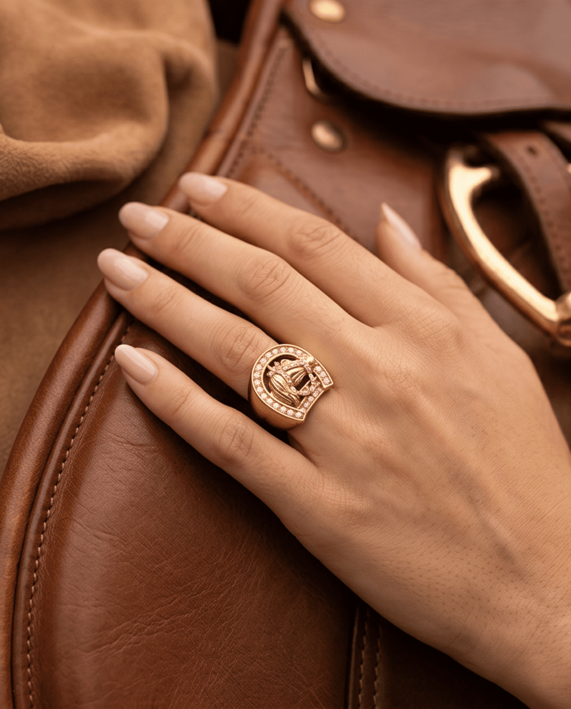 Anillo Caballo con Herradura – Acero Quirúrgico Oro 18K - 3