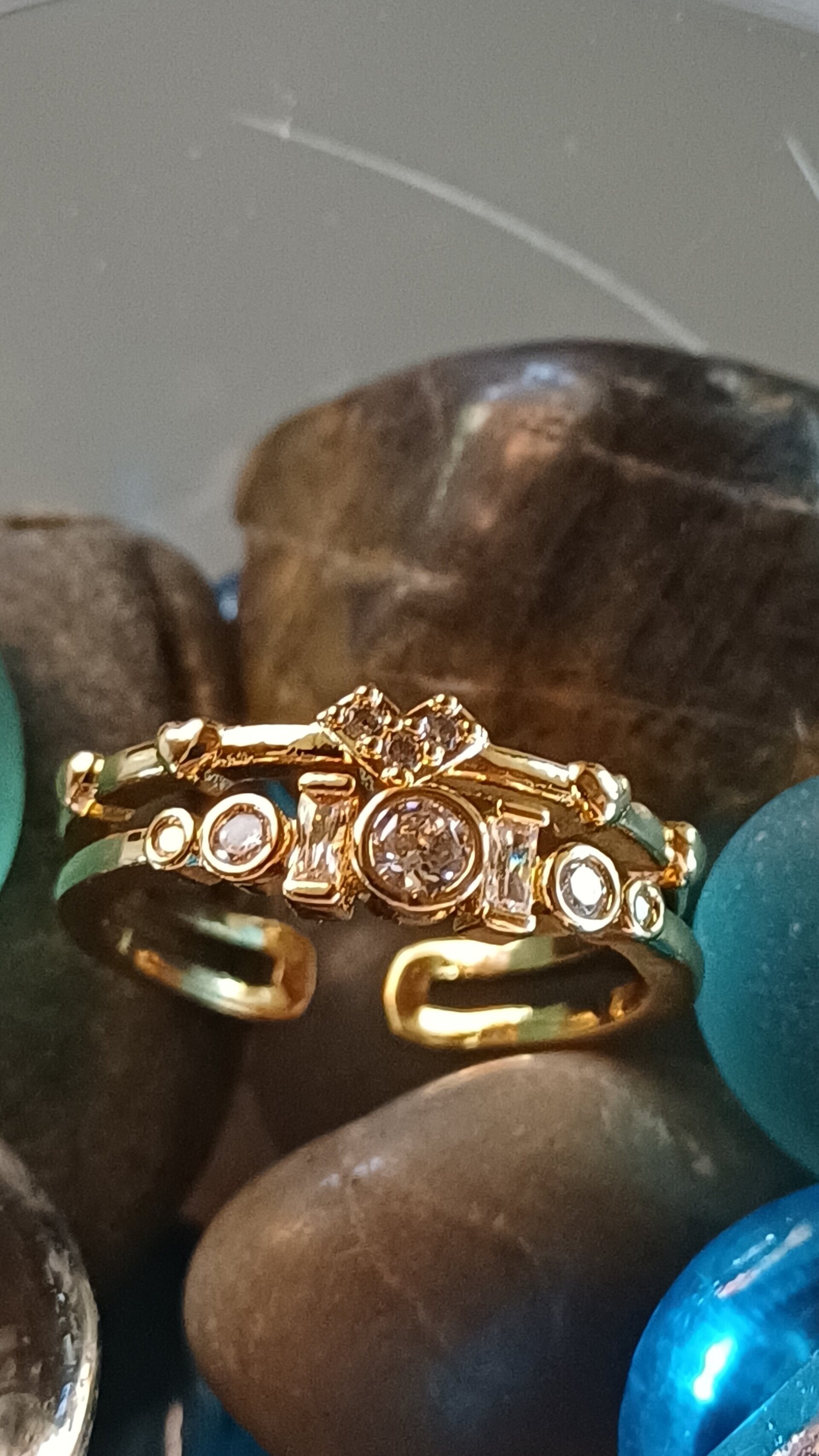 Anillo Corazón de Brillo – Acero Quirúrgico Dorado Ajustable - 6