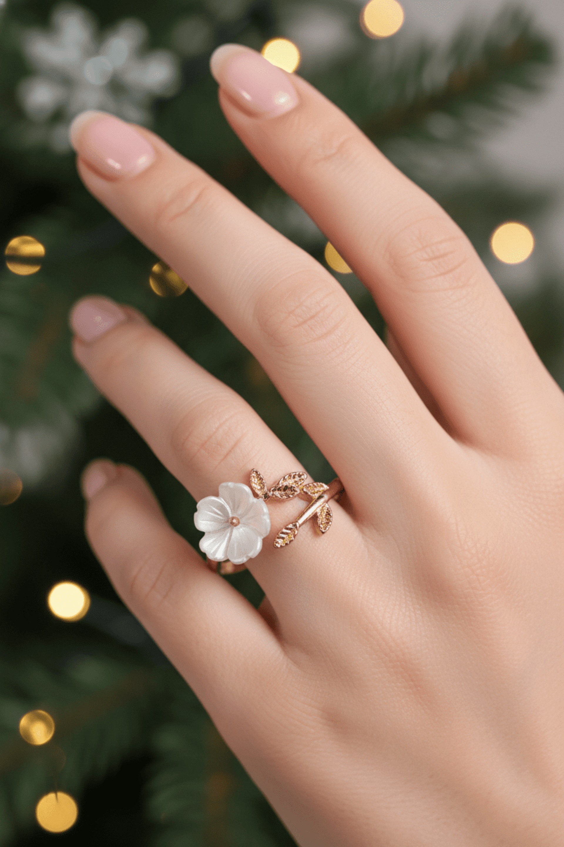 Anillo Flor de Nácar Selene – Acero Quirúrgico - 2