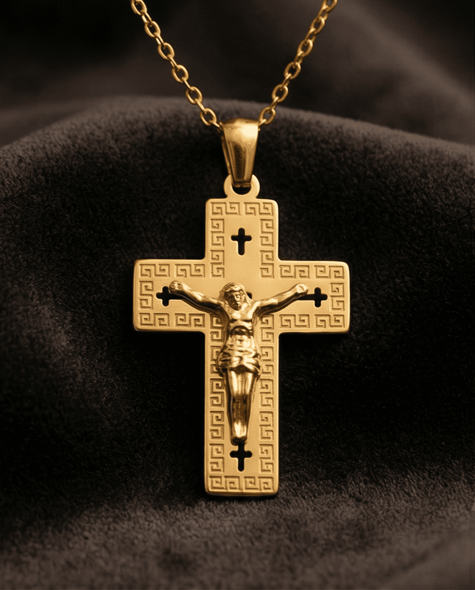 Crucifijo Greco Cristo – Acero Quirúrgico Chapado en Oro 18k - 4