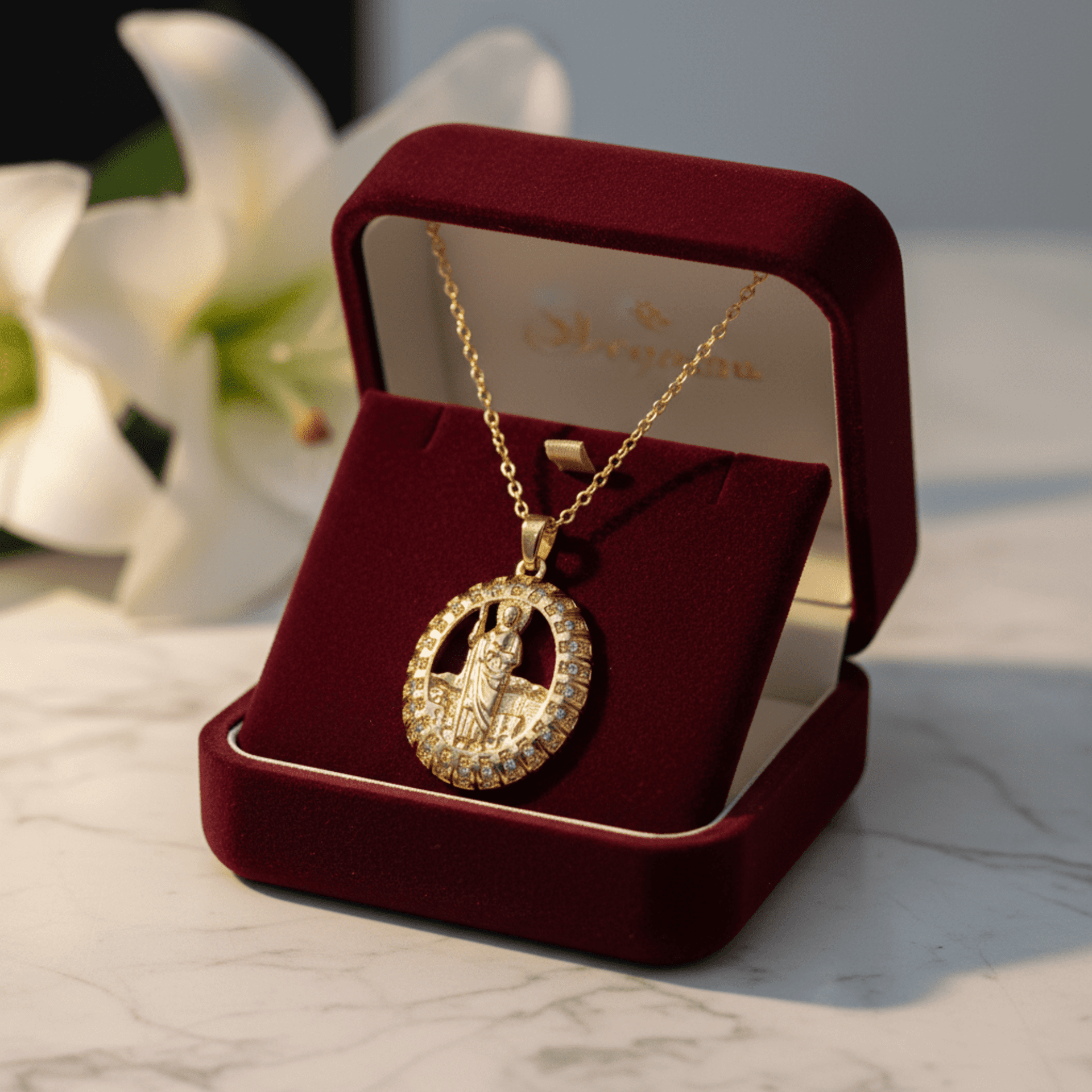 Cadena y medalla san Judas Tadeo chapado en oro 18klt - 4